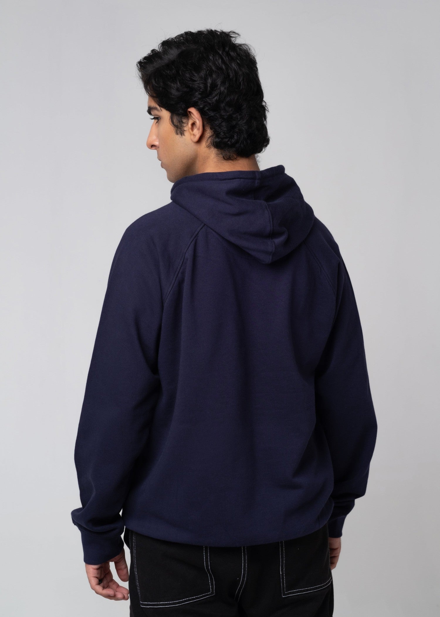 cotton Hoodie in Navy blue