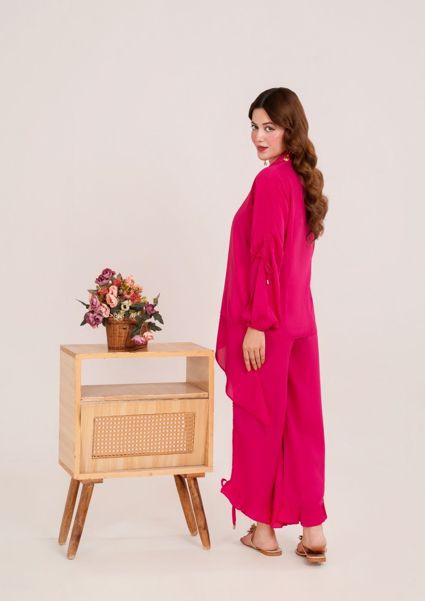georgette Co ord Sets in Hot pink