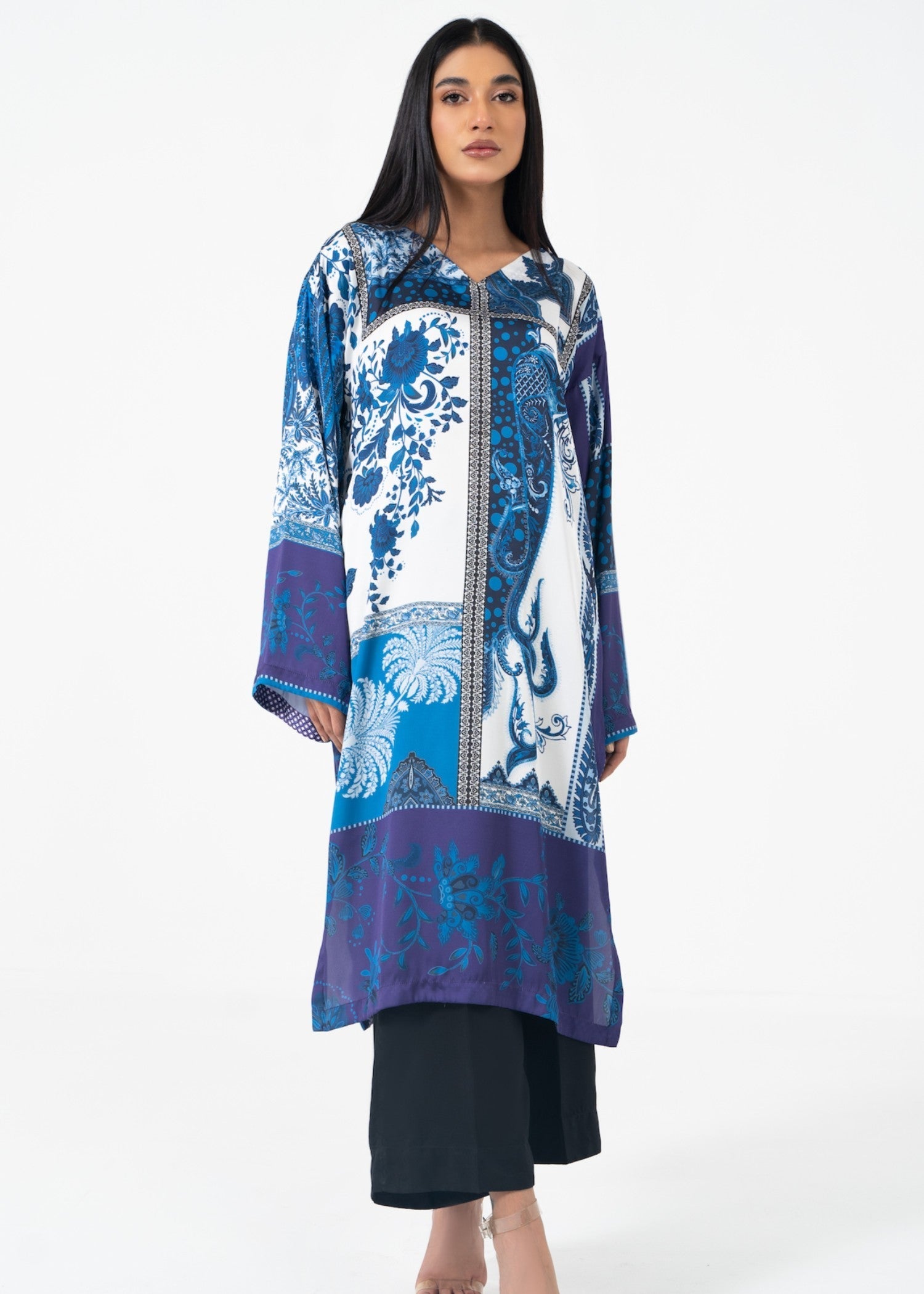 satin silk Kurti in Blue