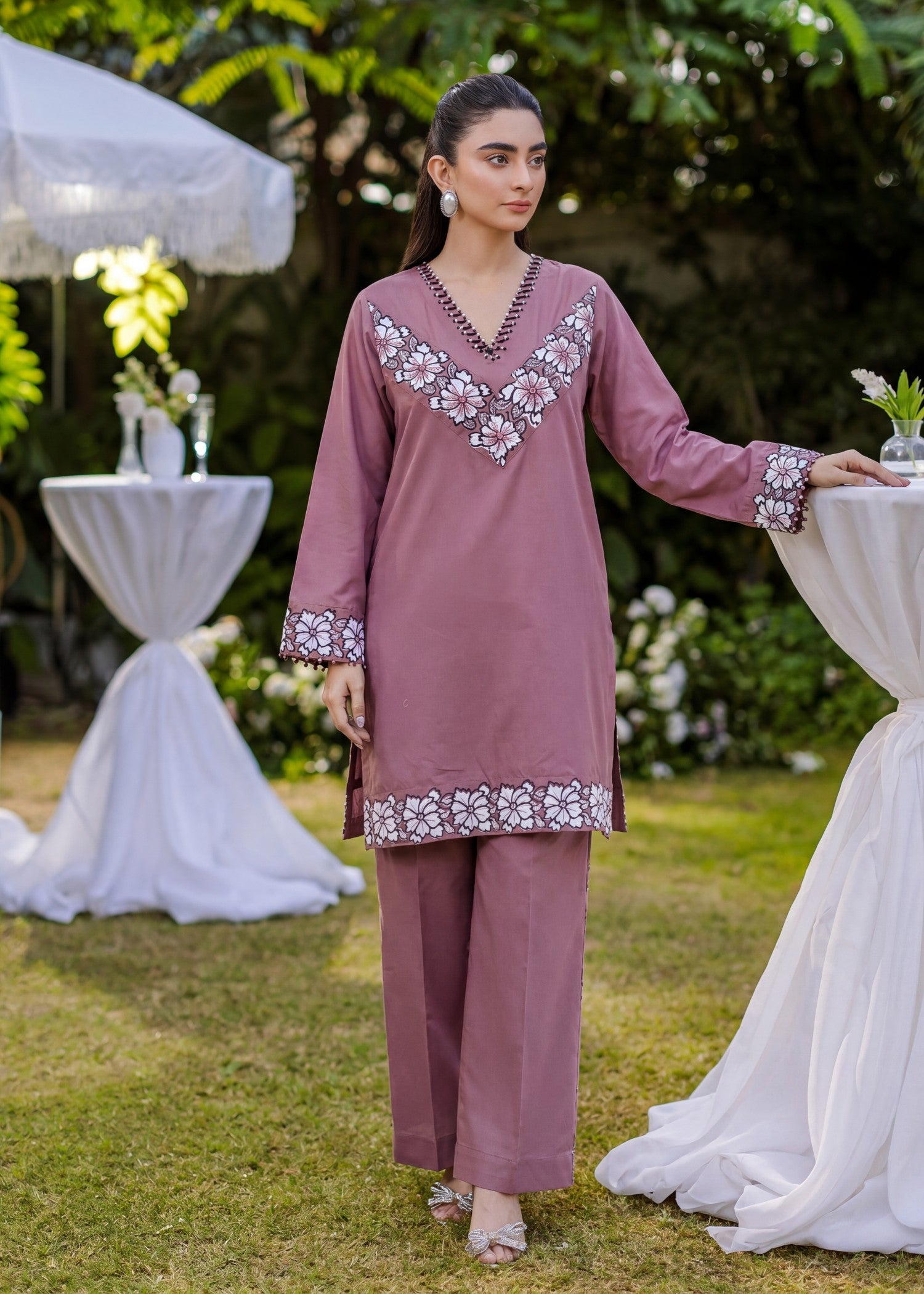 lawn Kurta Set in Zinnia pink