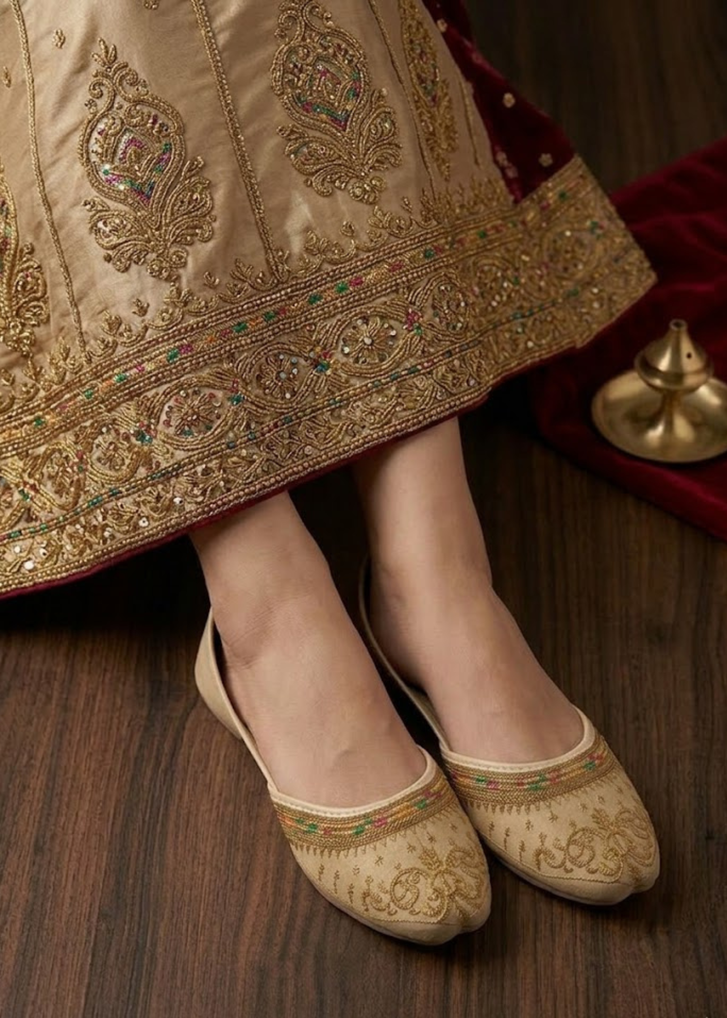 Khussa in Beige by - High Quality Women Khussa BPU8739