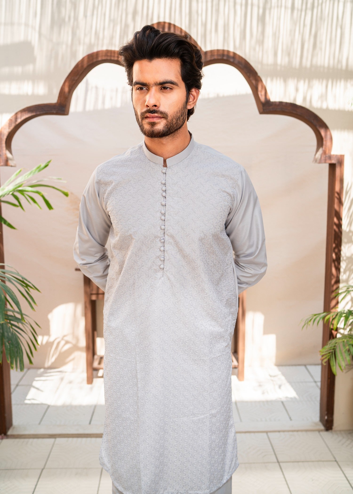 wash & wear Shalwar Kameez in Pastel grey by Dress Club