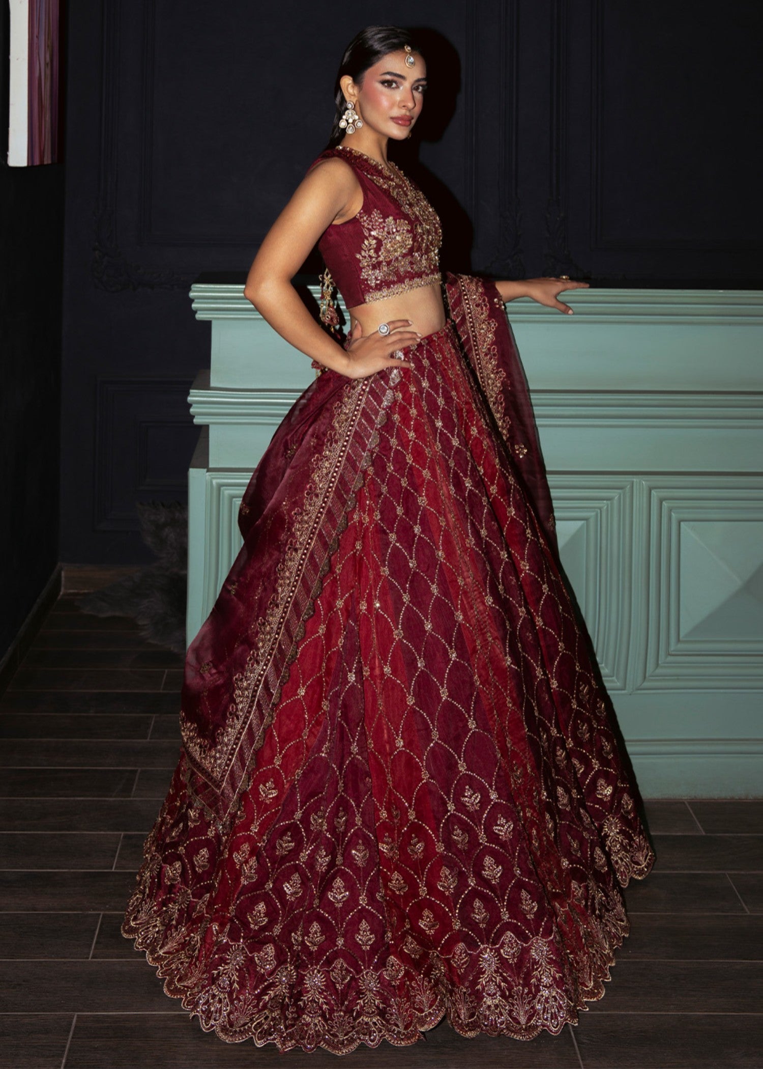 raw silk Lehenga in Maroon
