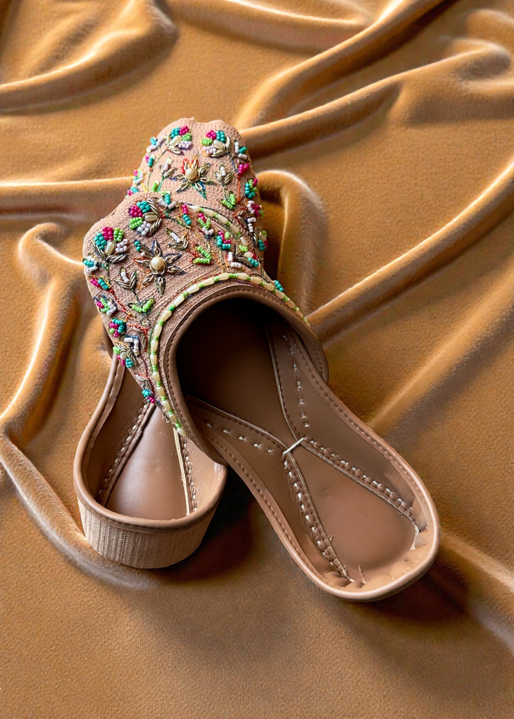 Khussa in Sand brown by - High Quality Women Khussa VRV6408