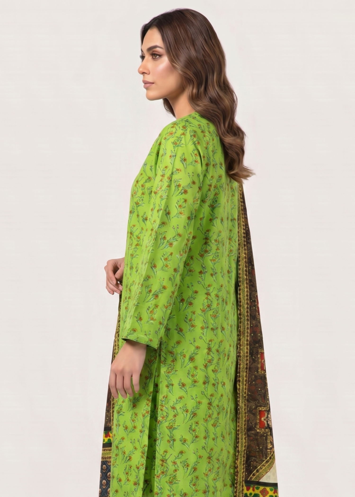 lawn Unstitched in Lime green