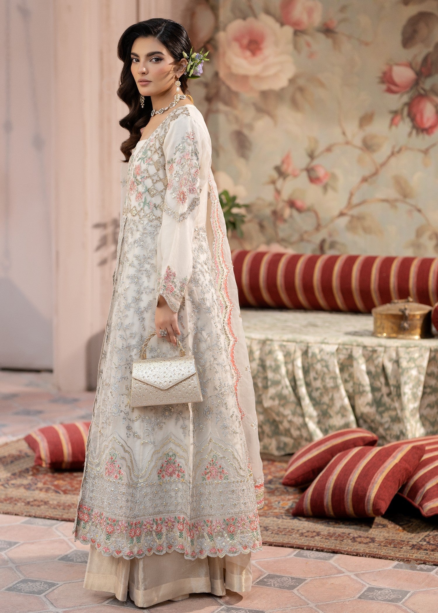 organza Angrakha in White