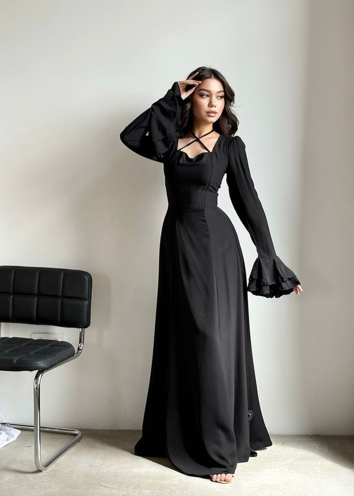 georgette Dress in Black