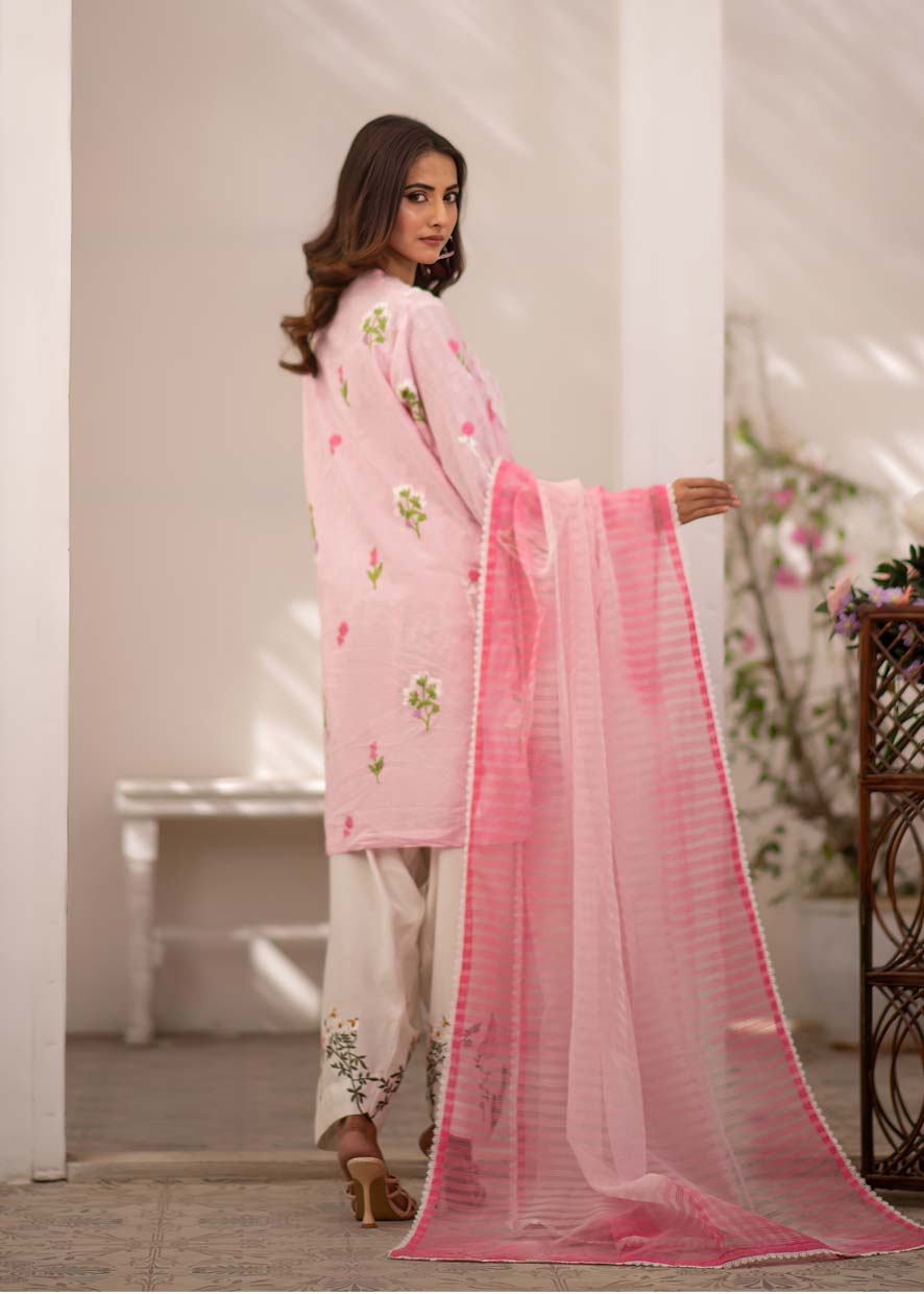 chikankari cotton Kurta Set in Pink