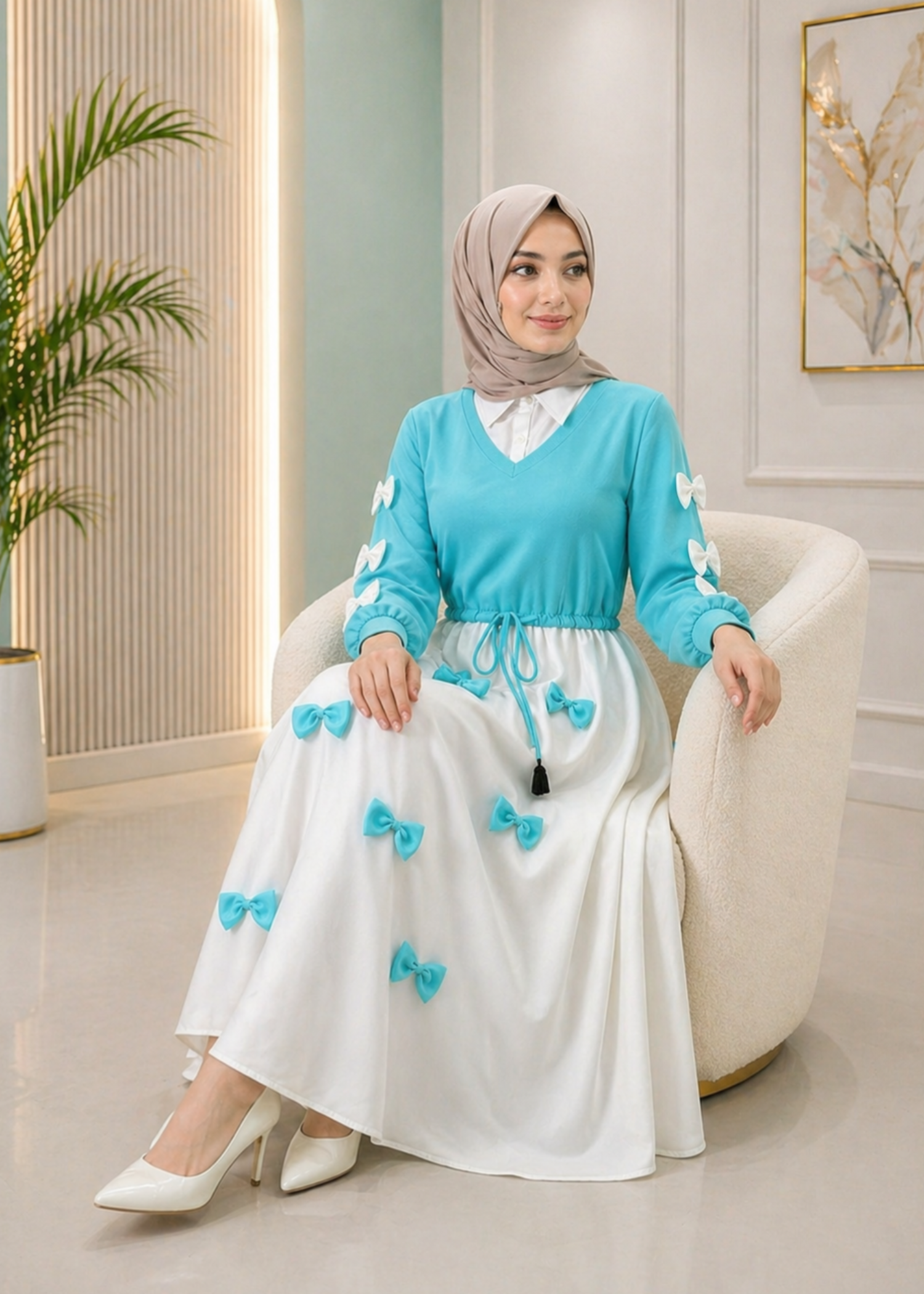 grip Maxi in White, aquamarine