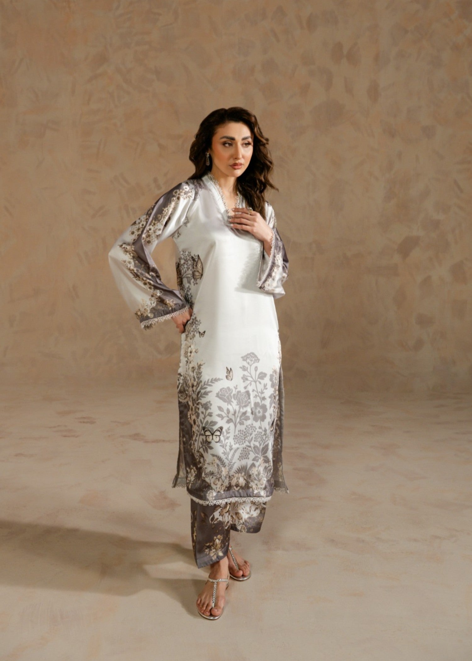 silk charmeuse Co Ord Sets in Silver