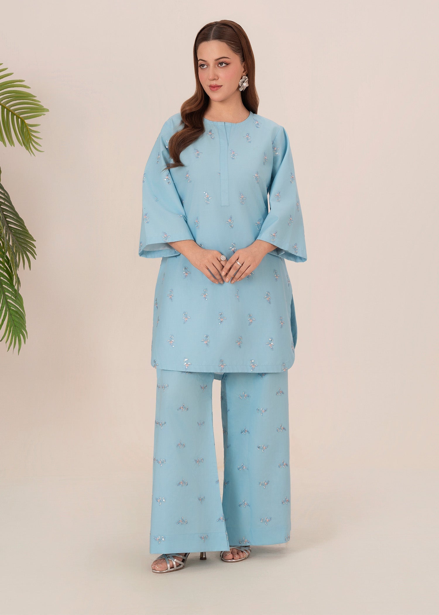 lawn Kurti in Powder blue