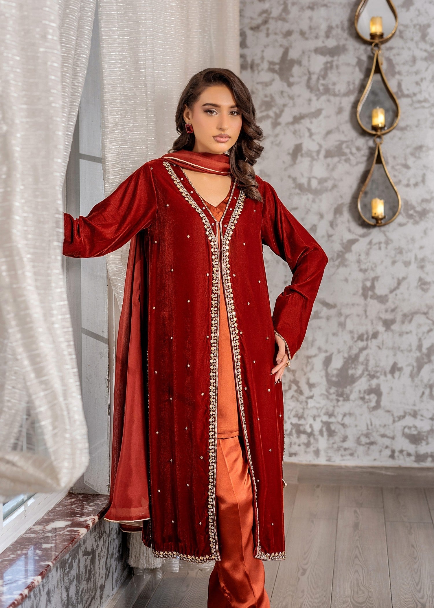 velvet Gown in Blood red