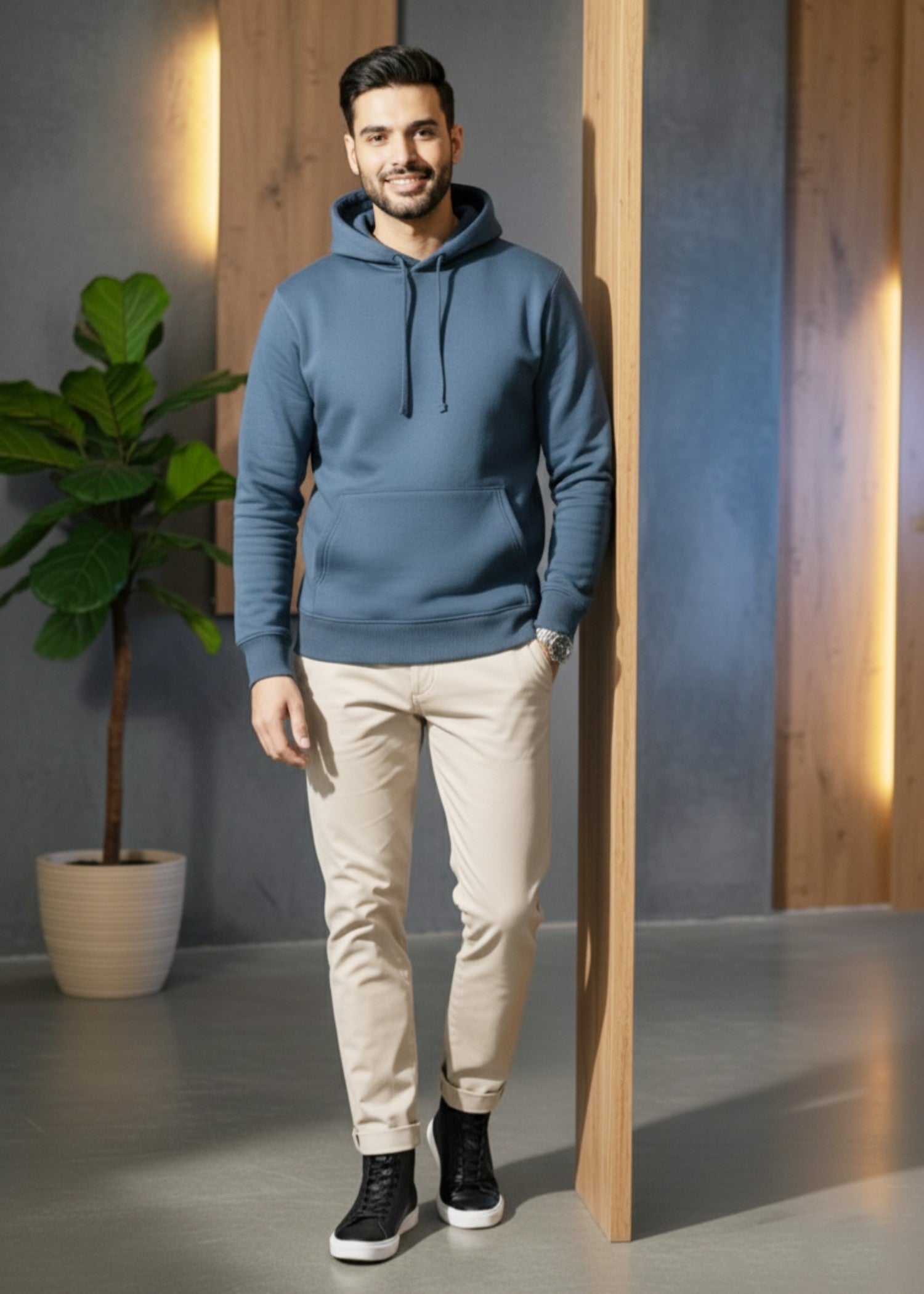 fleece Hoodie in Steel blue by Coal Bones