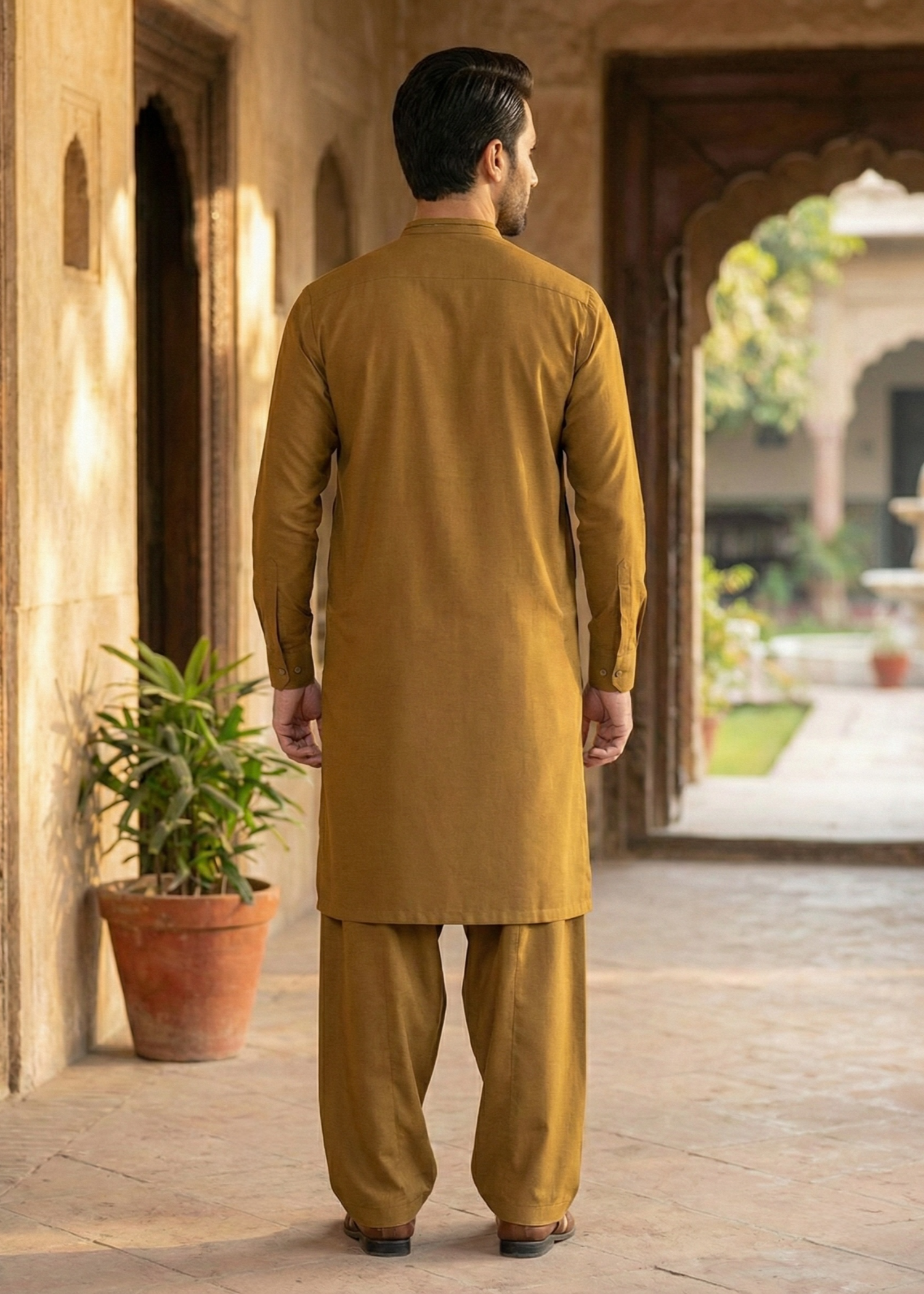 wash & wear Shalwar Kameez in Peanut