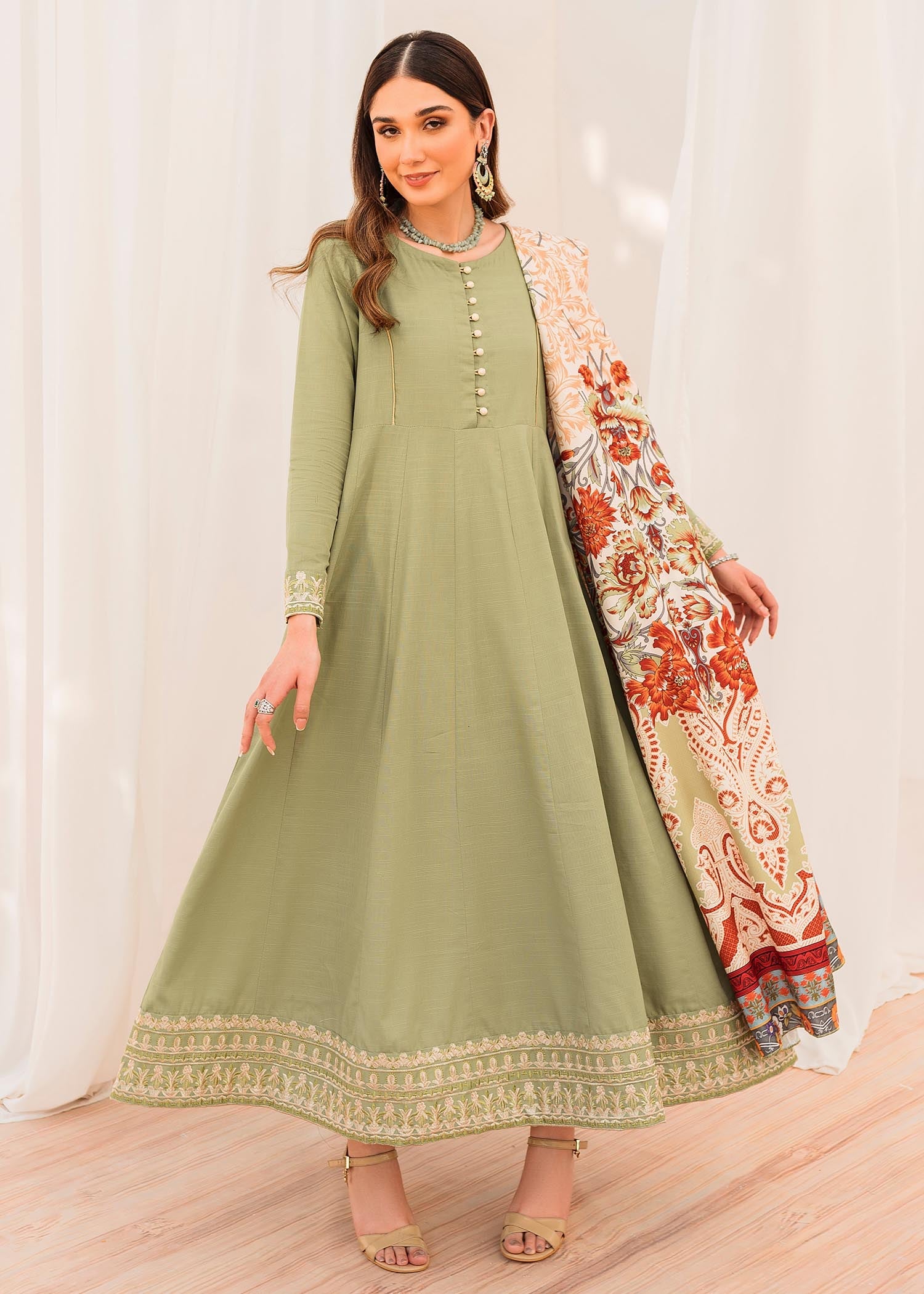 cotton Pishwas in Mint green