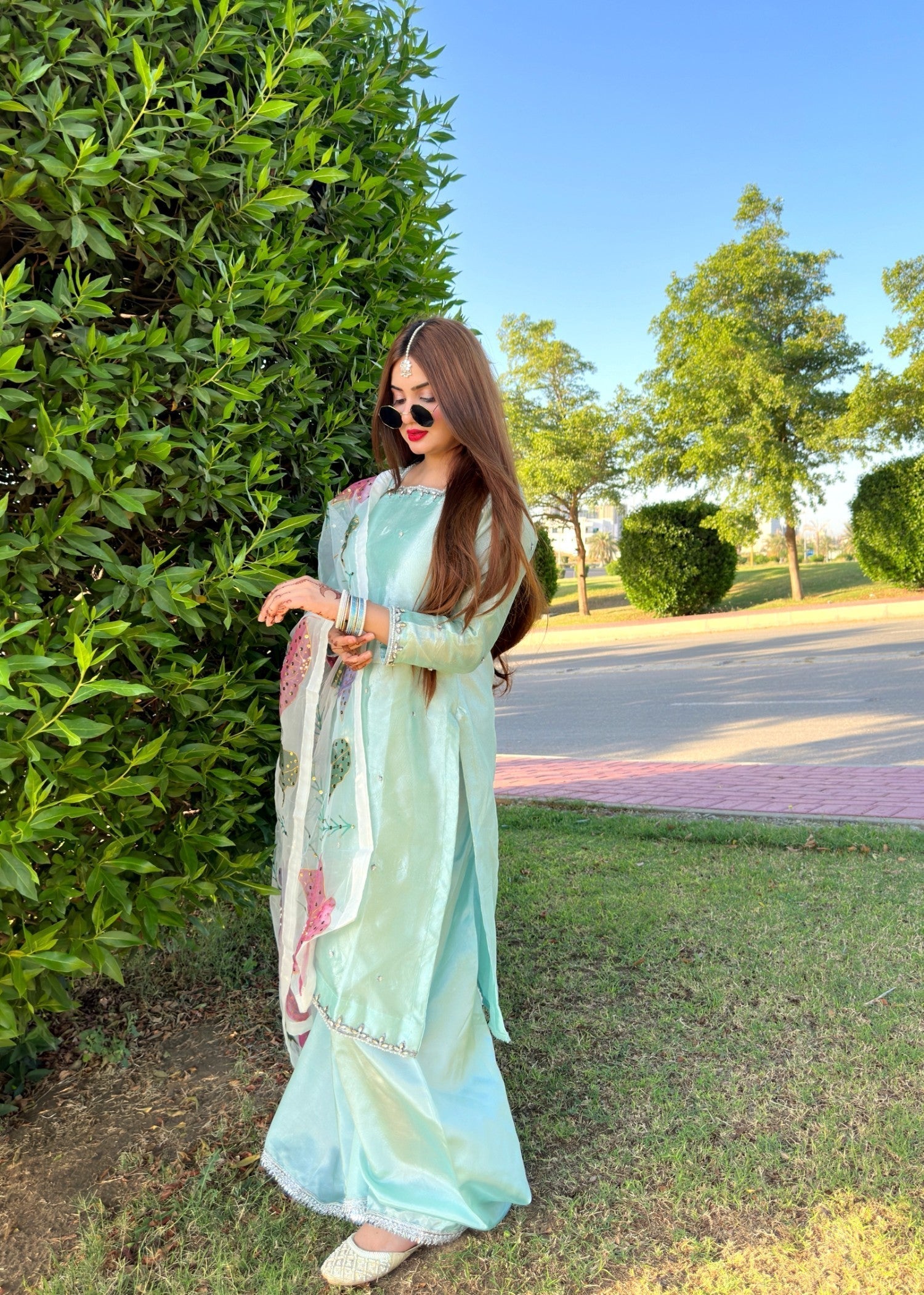 masuri Sharara in Aquamarine