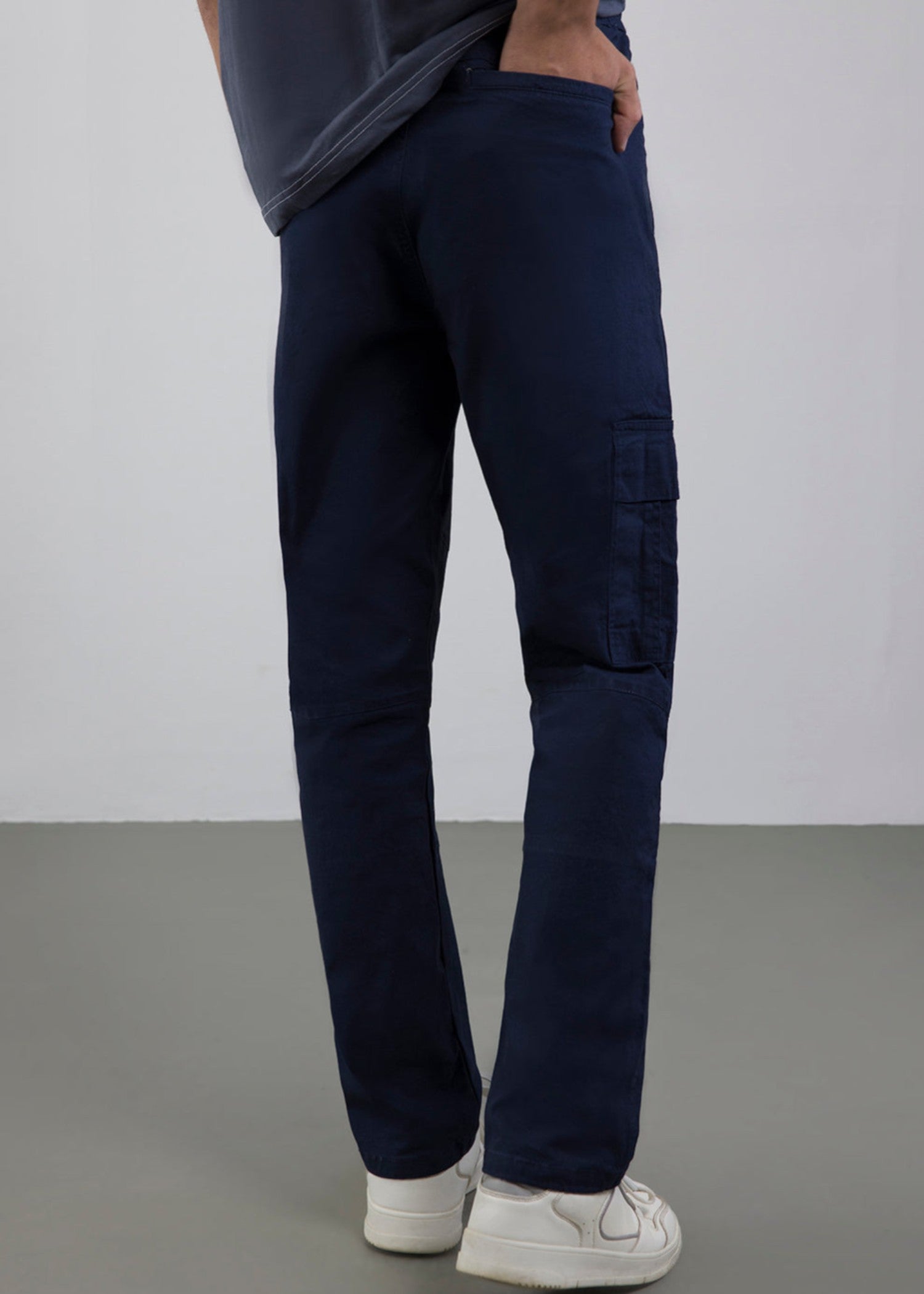 cotton Trousers in Navy blue