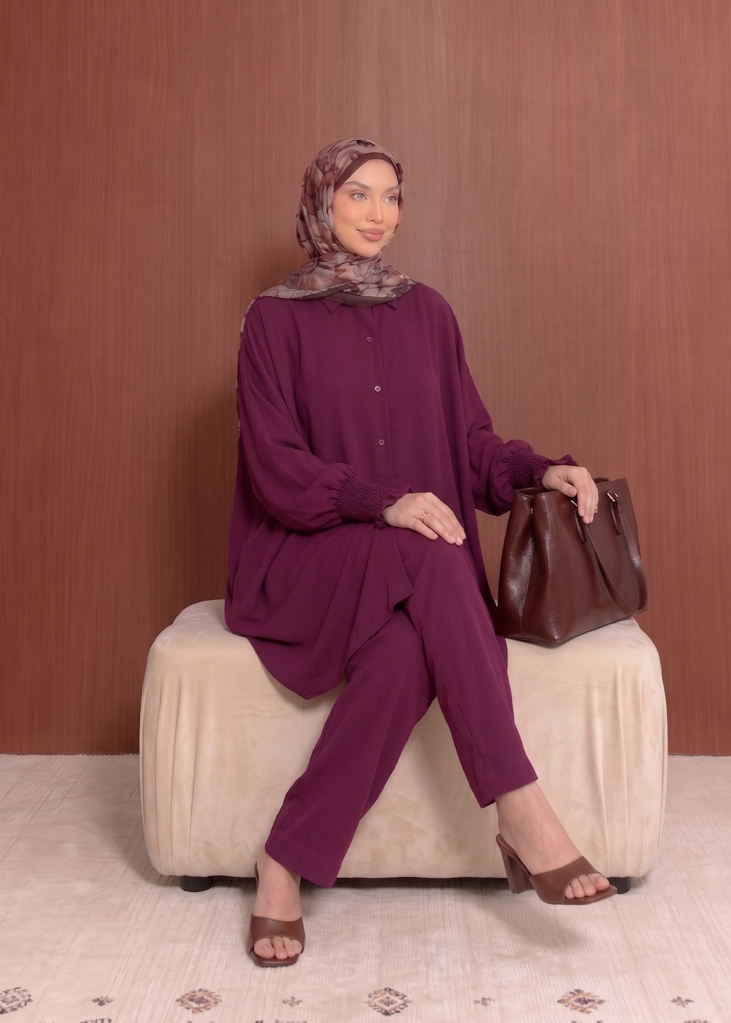 crepe georgette Co Ord Sets in Plum