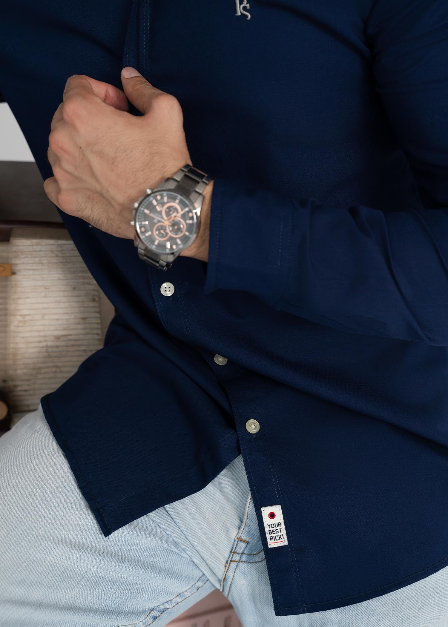 dobby Casual Shirt in Blue