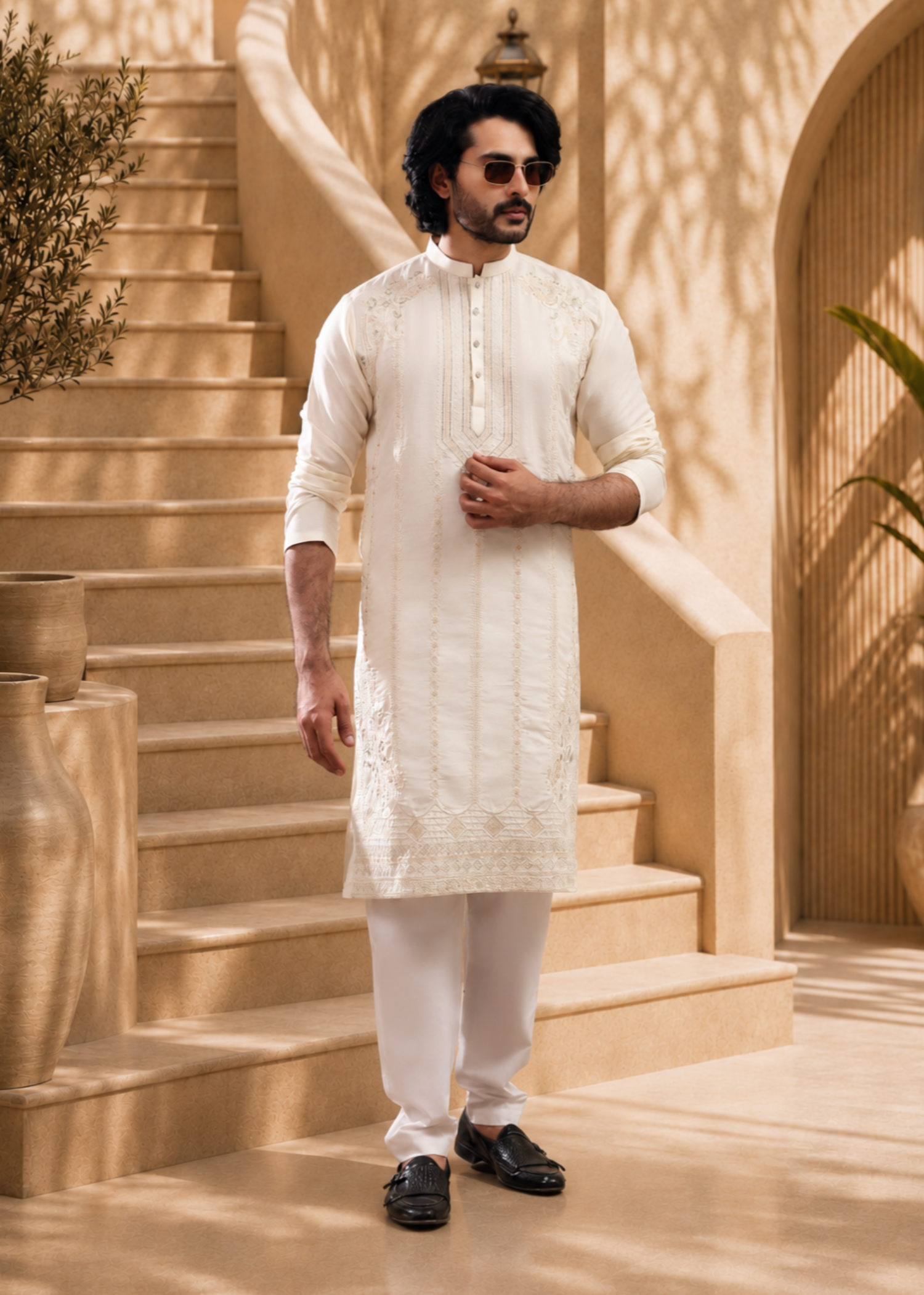 pk raw silk Kurta Set in Cream