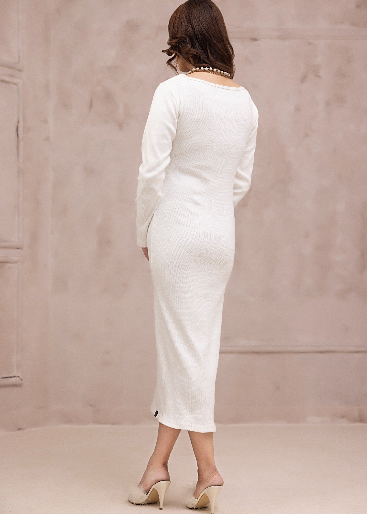 jersey knit Dress in Off-white