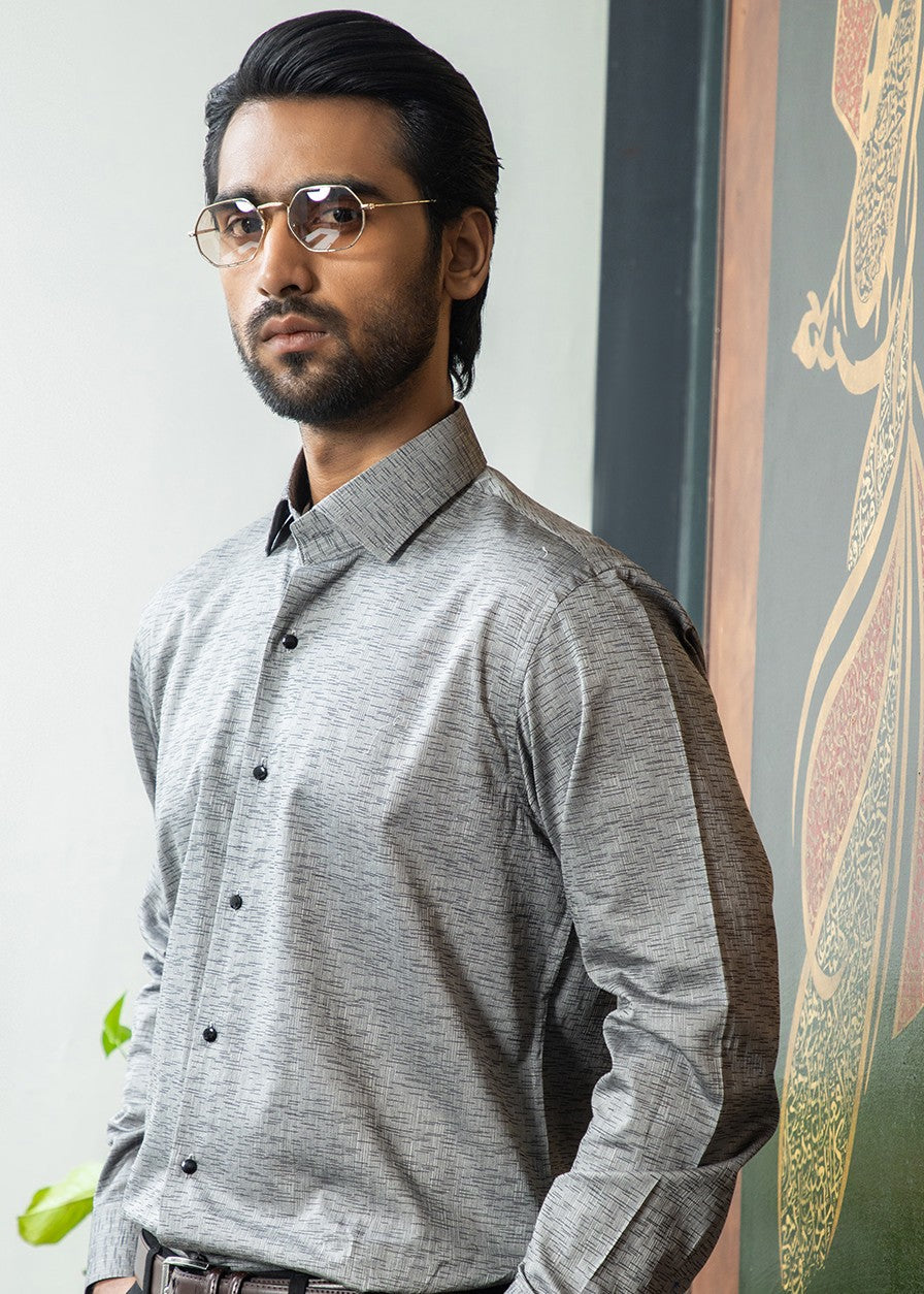 cotton Casual Shirt in Grey