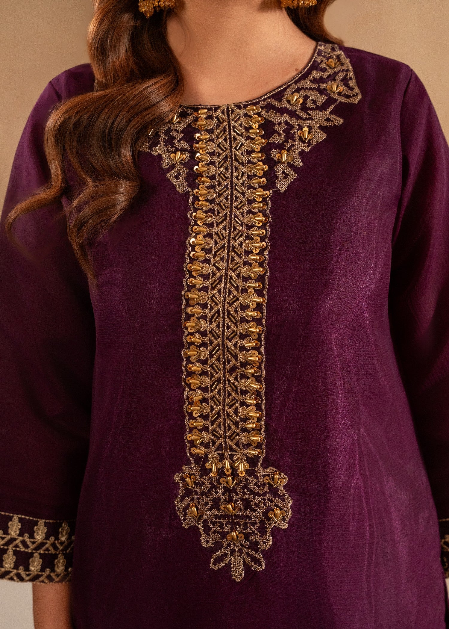 chiffon Kurta Set in Purple