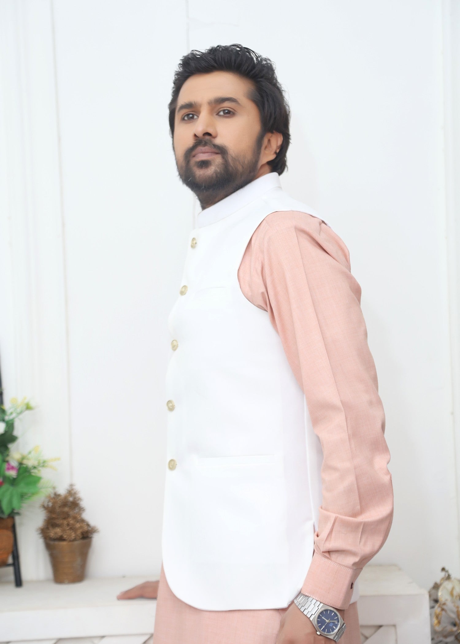 tropical Waistcoat in White