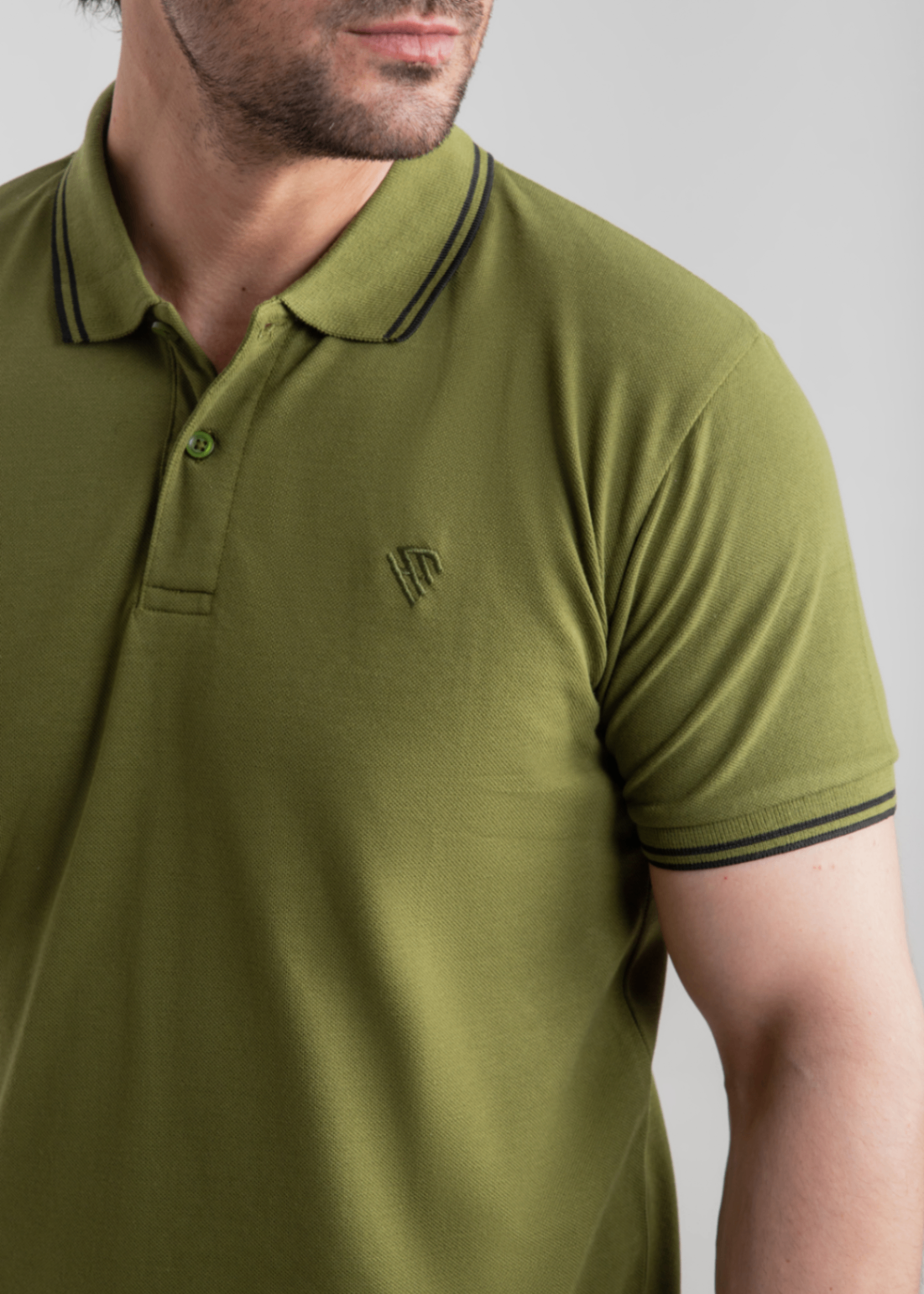 cotton Polo Shirt in Olive green