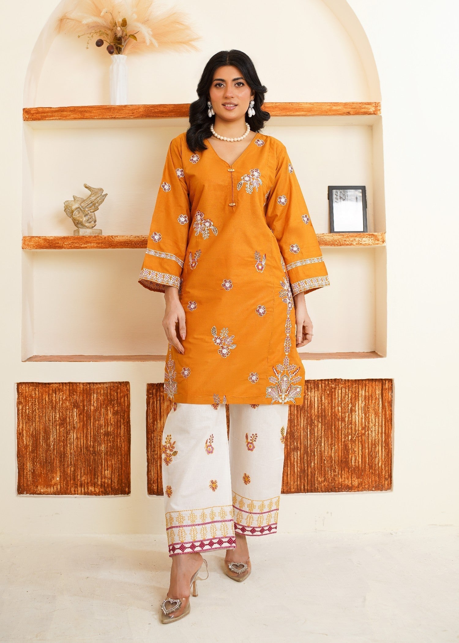 cotton Kurta Set in Mari gold