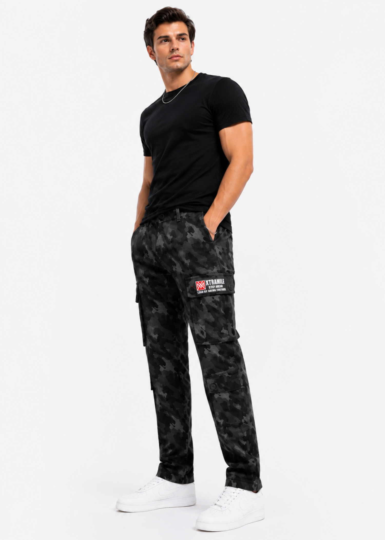 twill cotton Pants in Charcoal, grey
