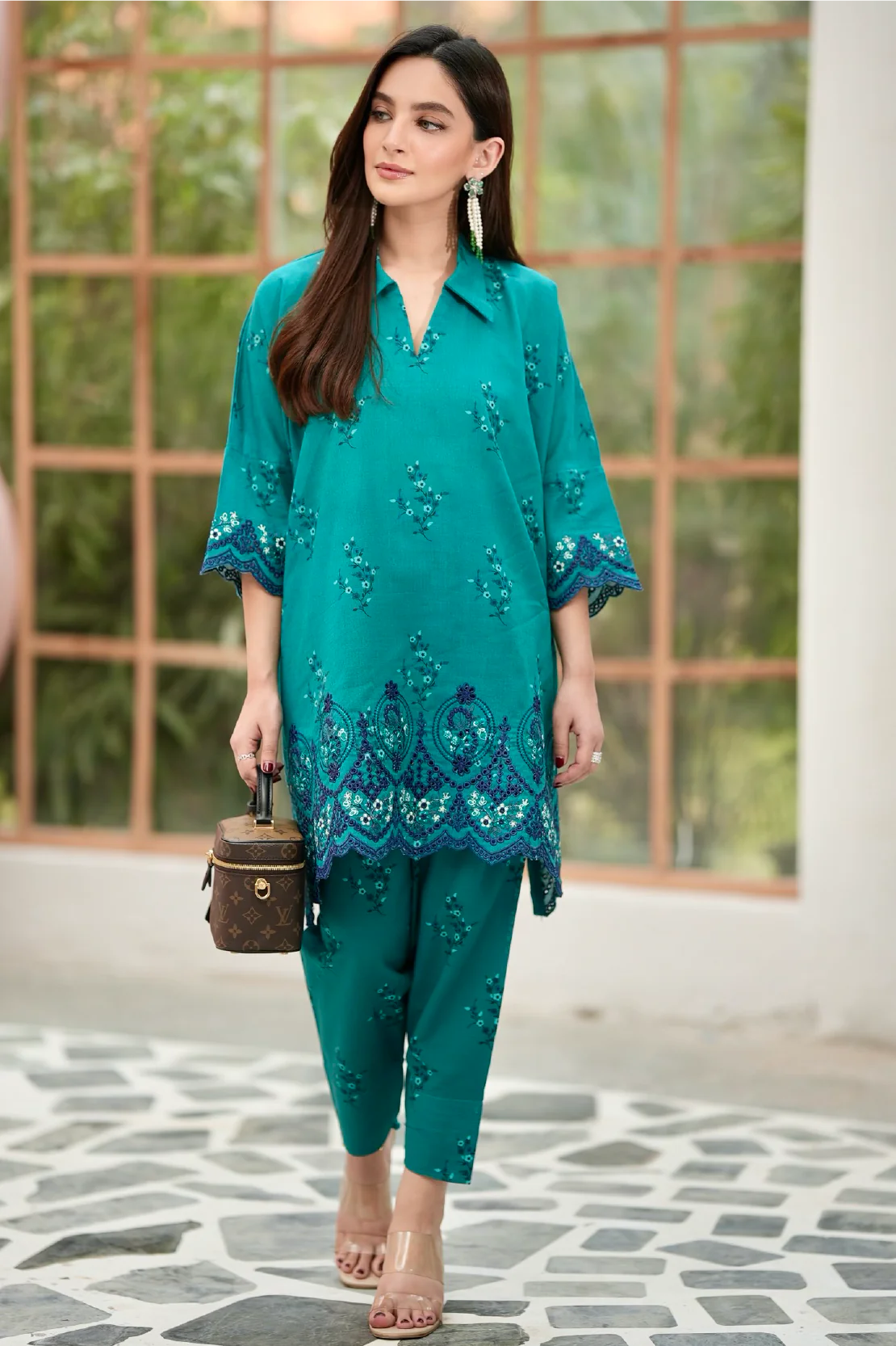 khaddar Unstitched in Teal