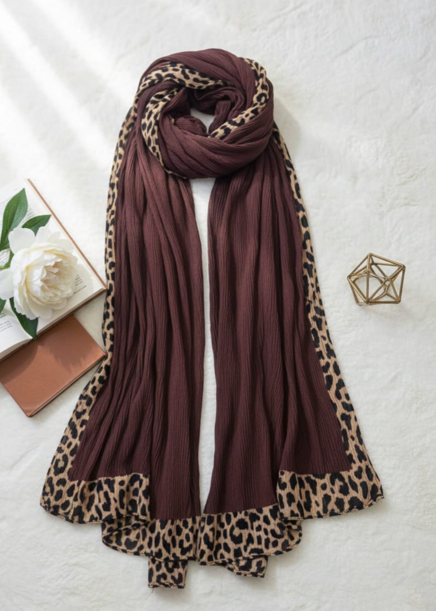 ribbed lawn Hijab in Coffee brown