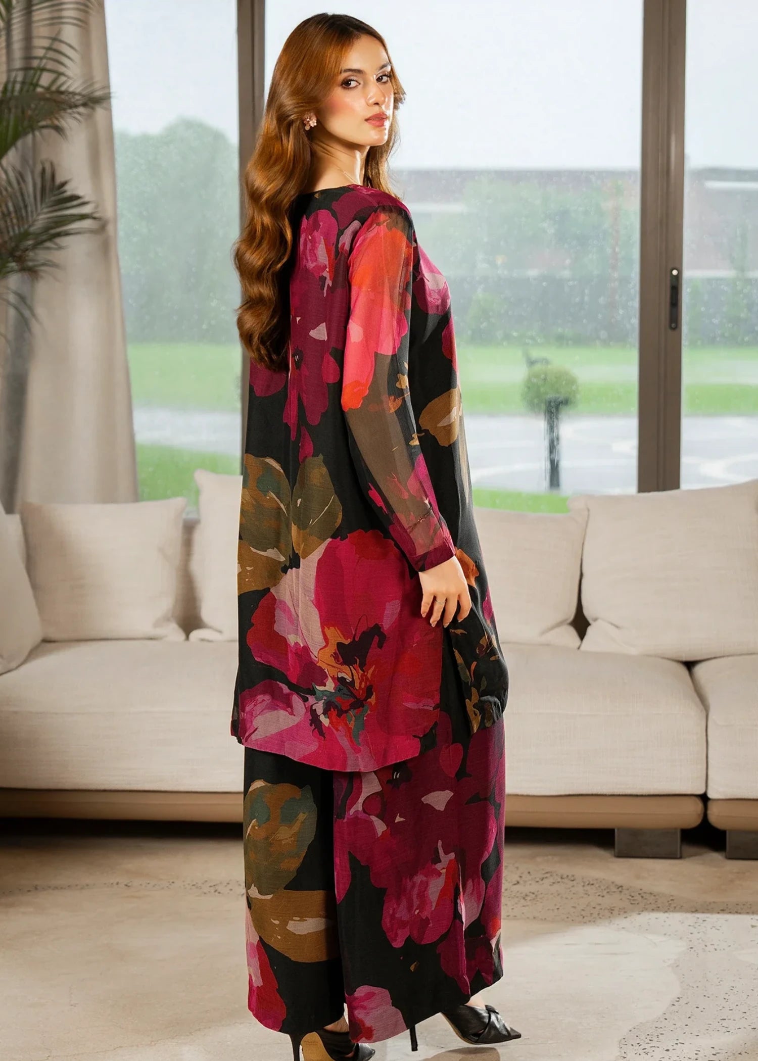 polyester chiffon Co Ord Sets in Black