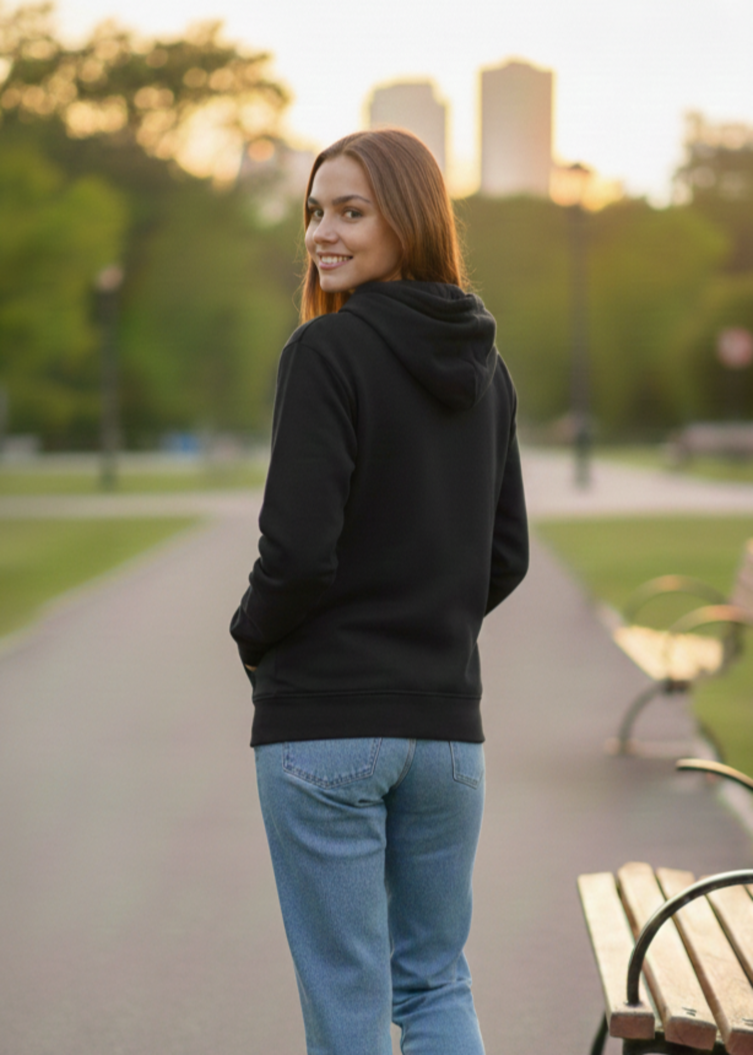 cotton Hoodie in Black