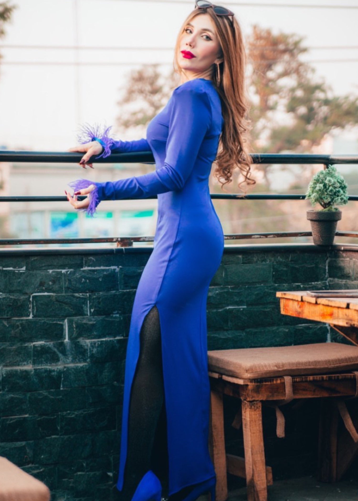 viscose jersey Dress in Blue