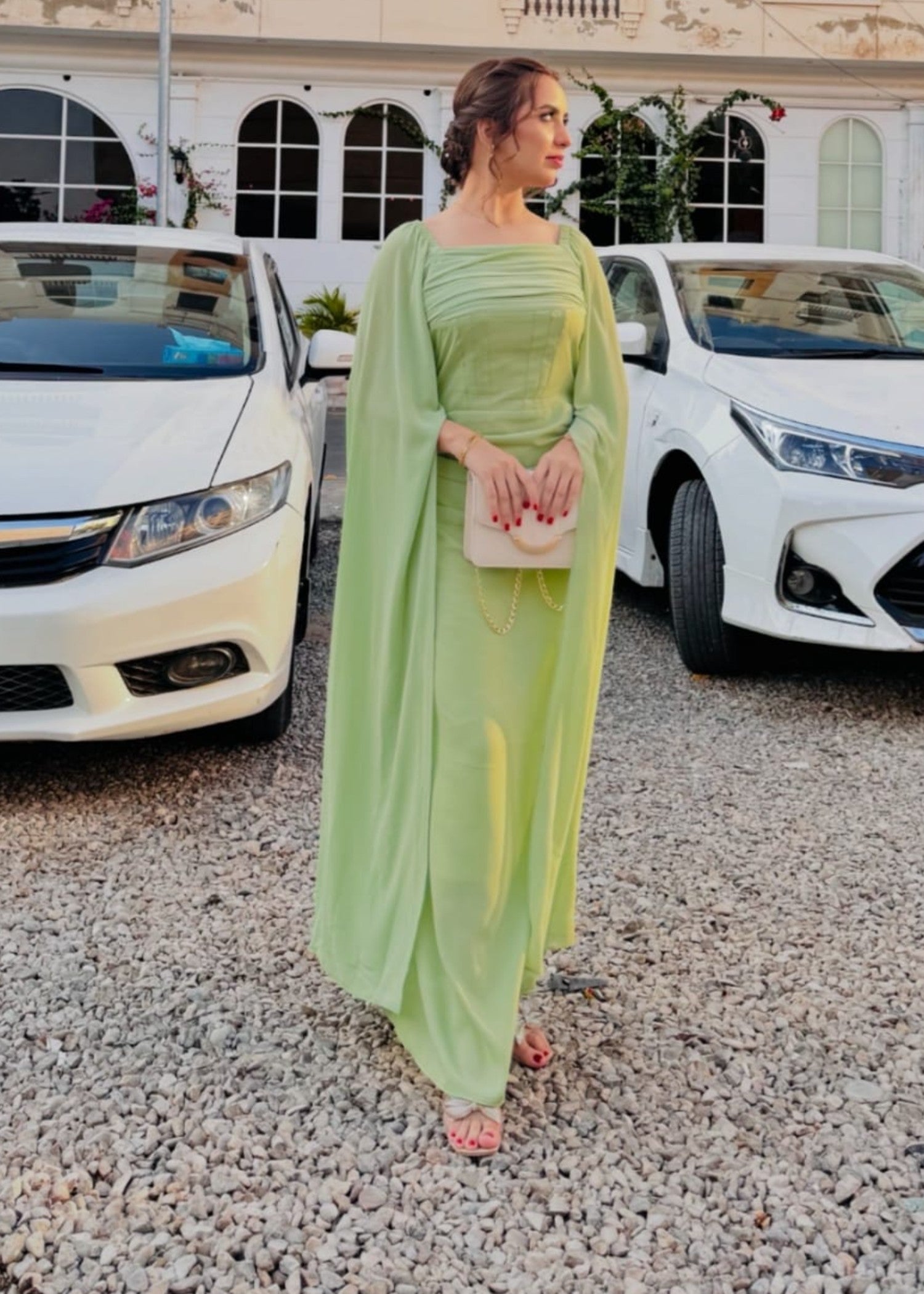 georgette chiffon Dress in Mint green