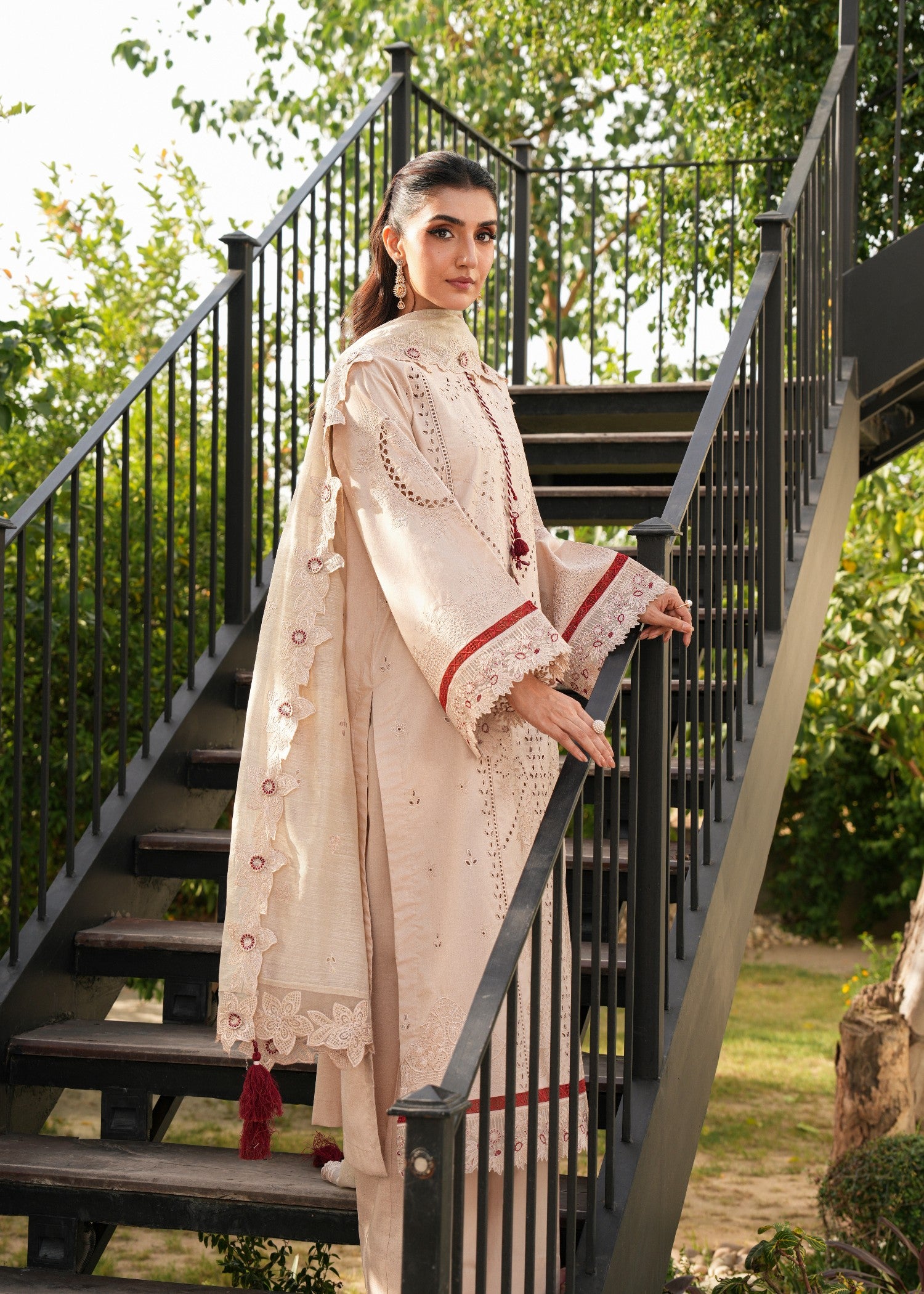 cotton Kurta Set in Khaki brown