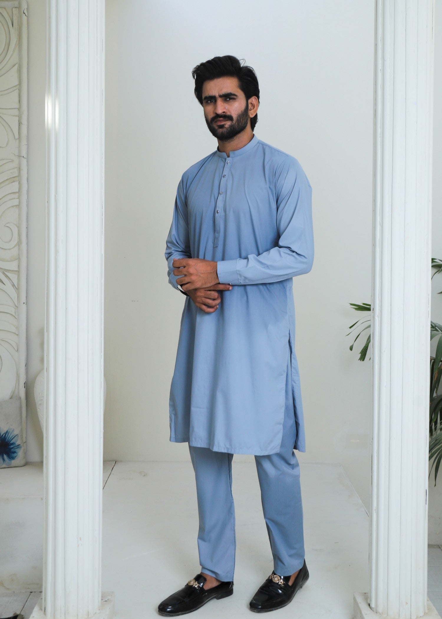 wash & wear Kurta Set in Arctic blue