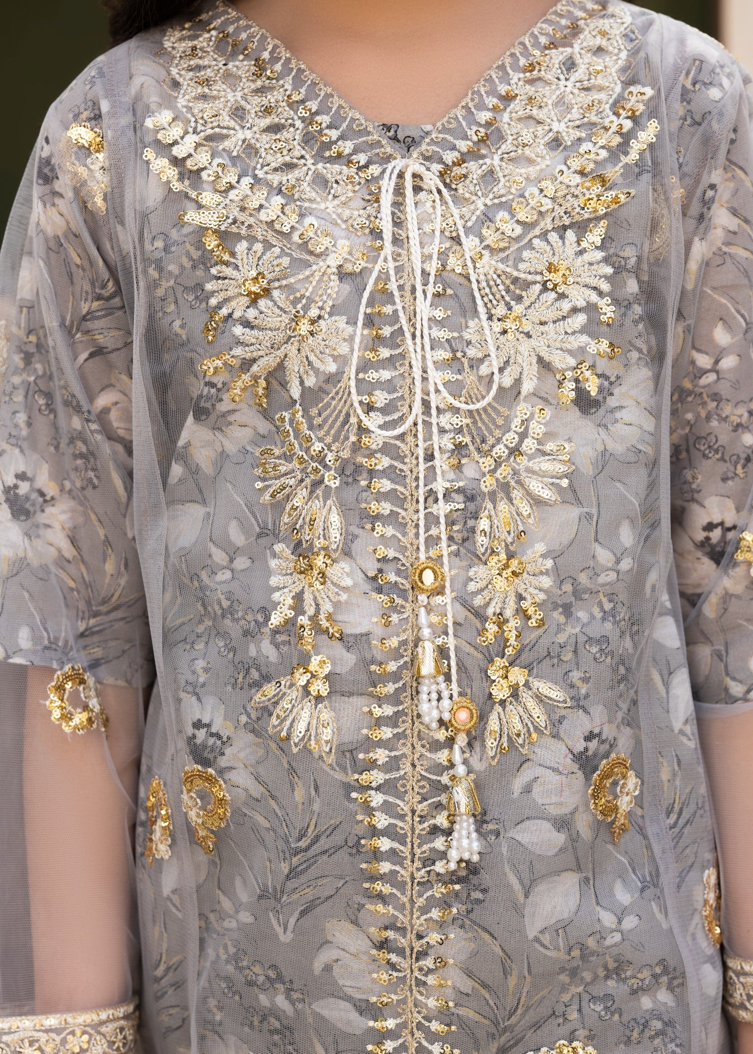 lawn Gown in Pastel grey