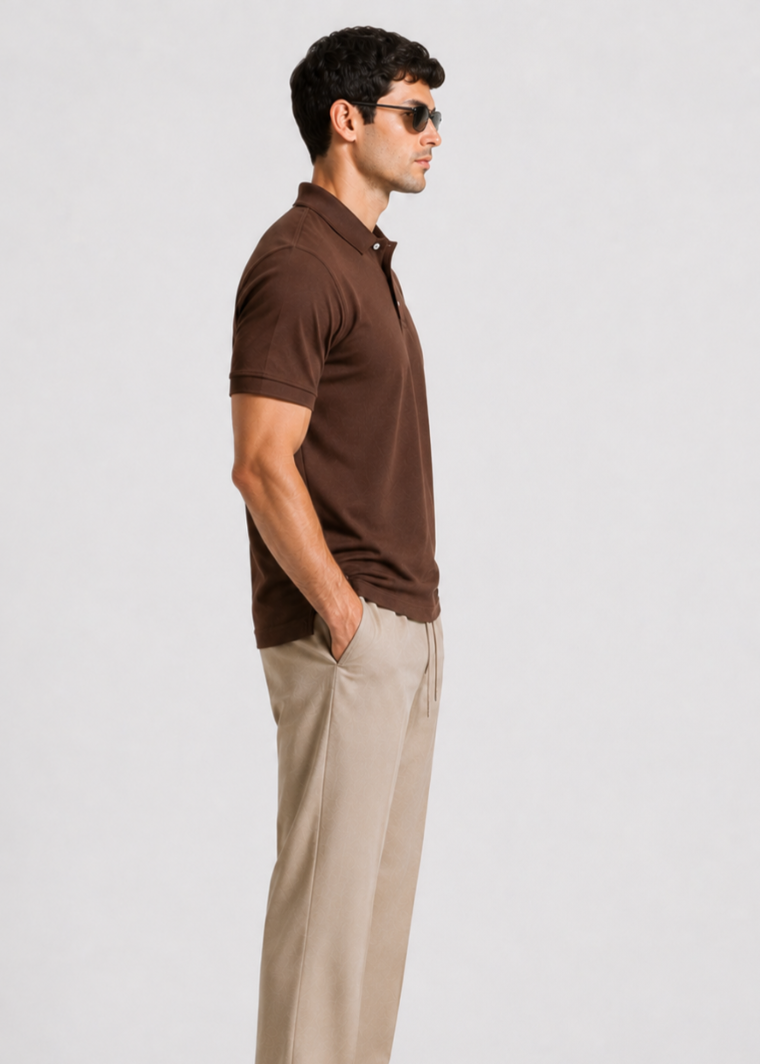 cotton Polo Shirt in Chocolate brown