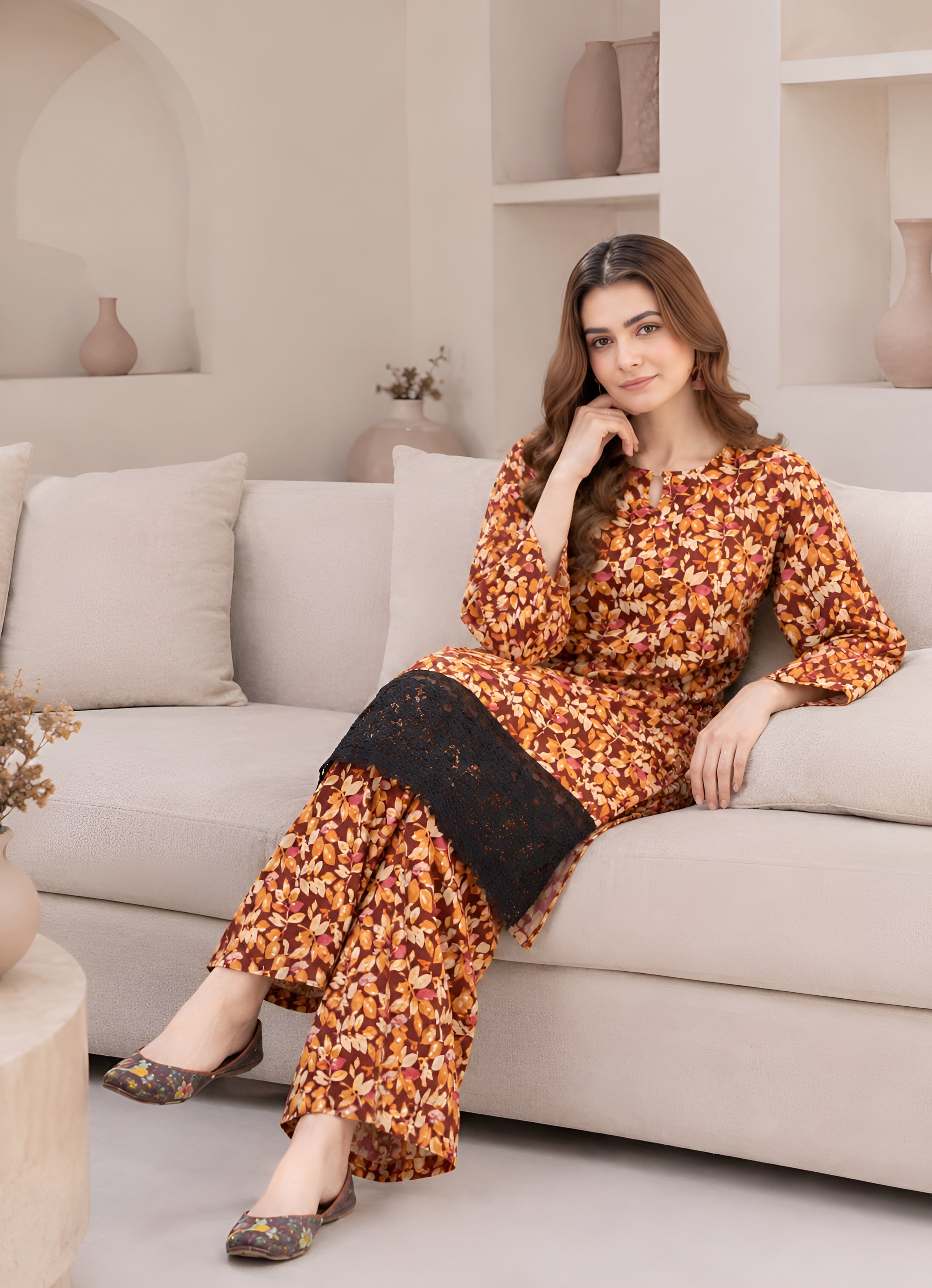 linen Co Ord Sets in Copper orange