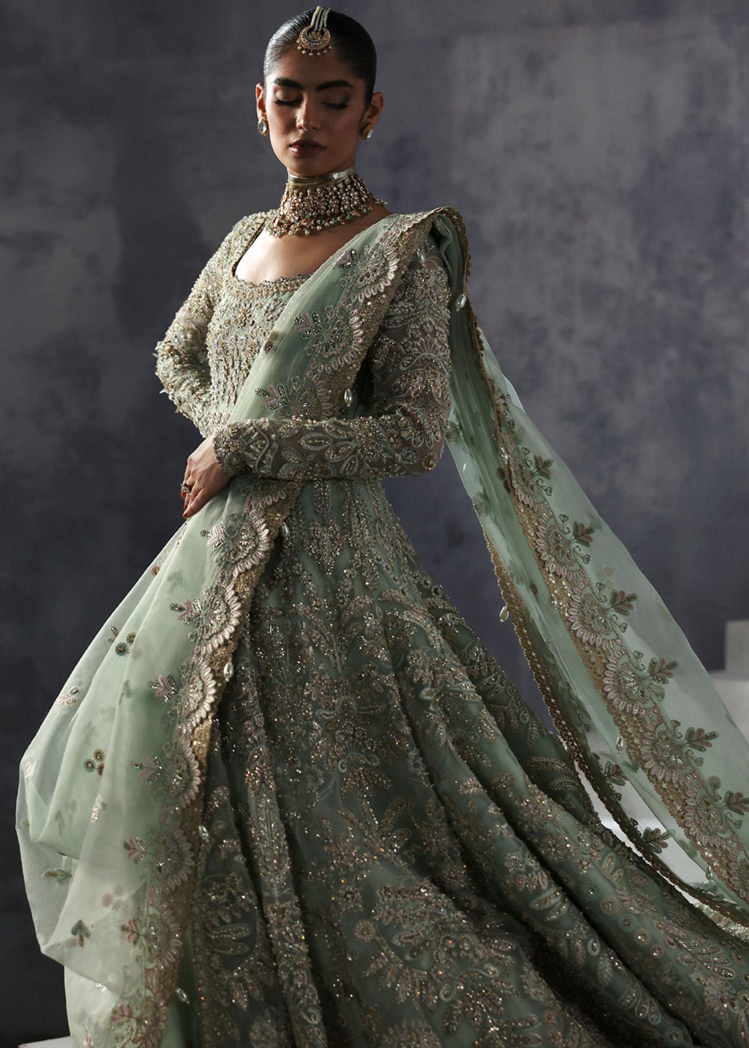 organza Maxi in Pastel green