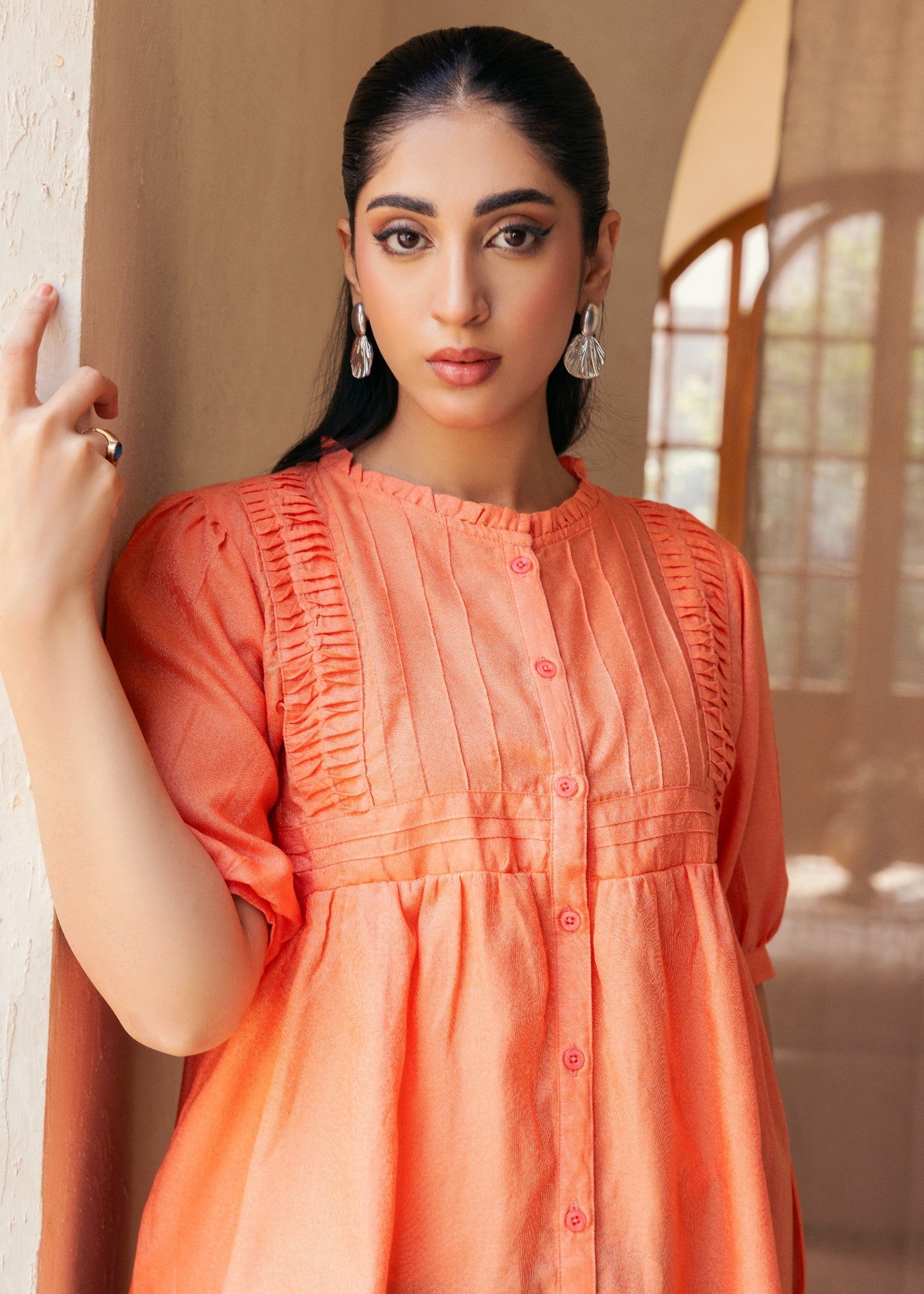 karandi Top in Peach orange