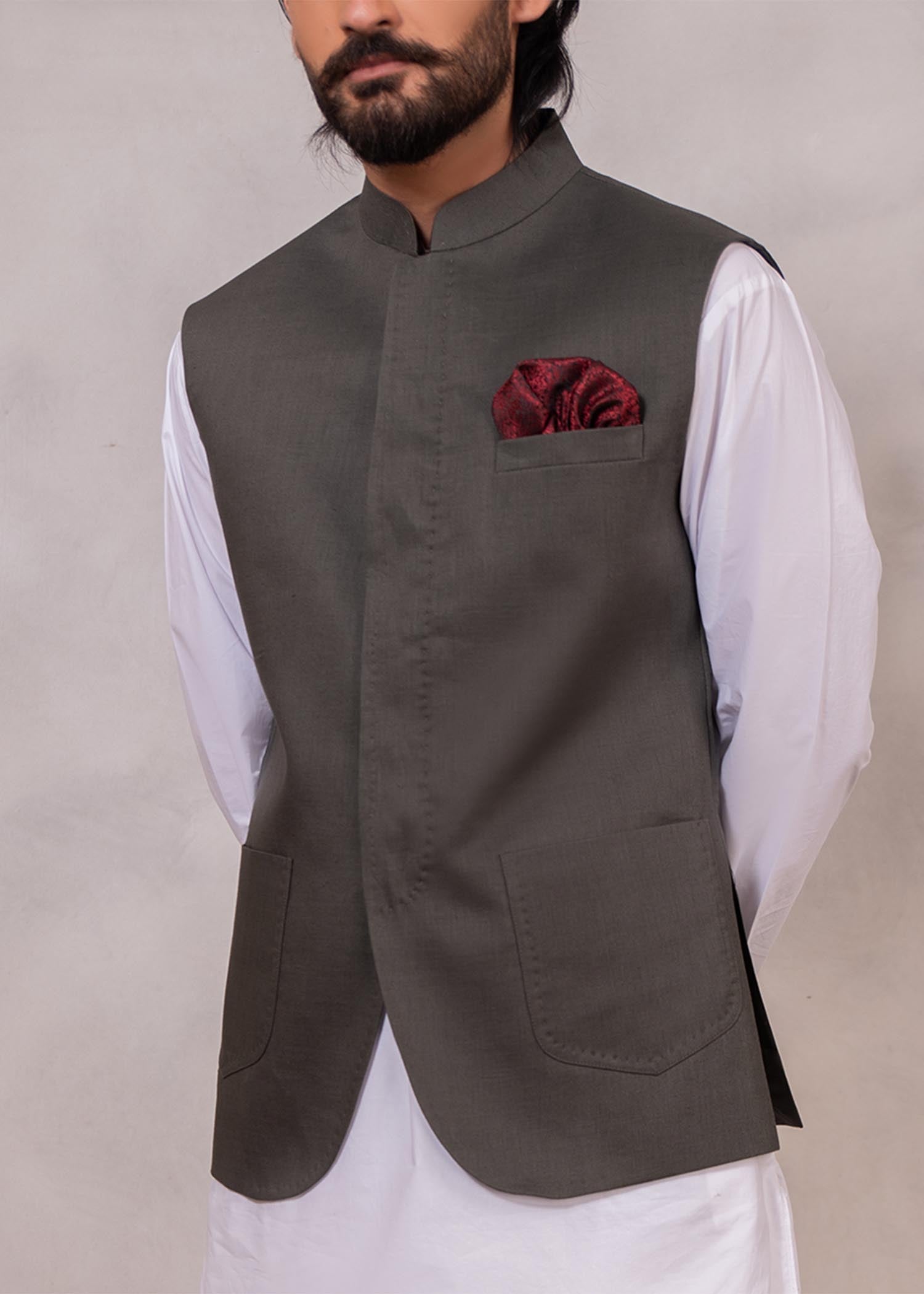 linen Waistcoat in Dark grey
