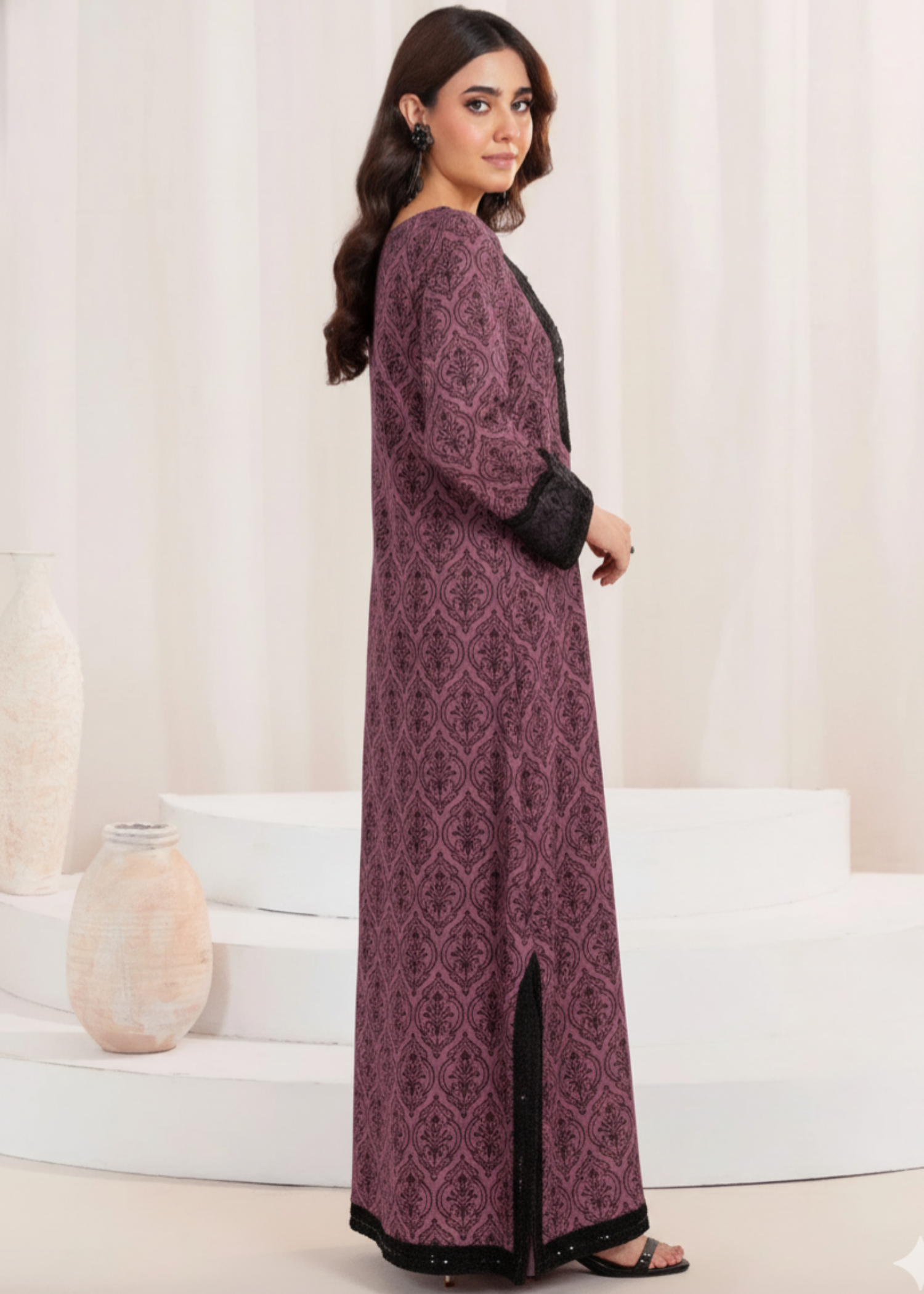 dhanak Kurta Set in Mauve pink