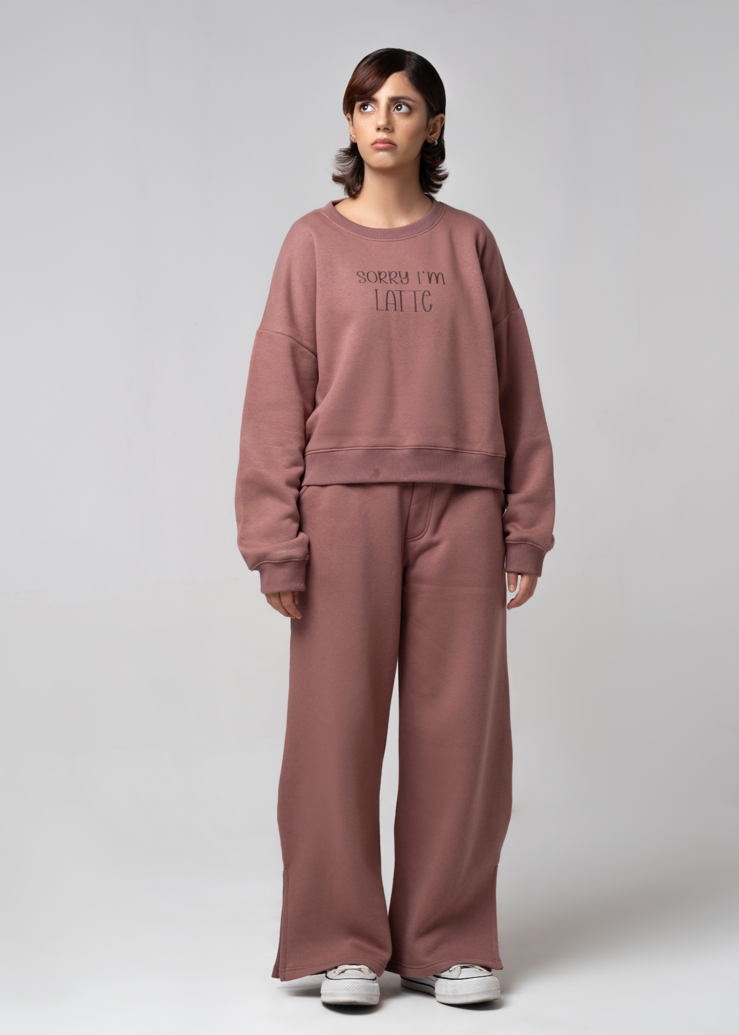 fleece Co Ord Sets in Purple taupe