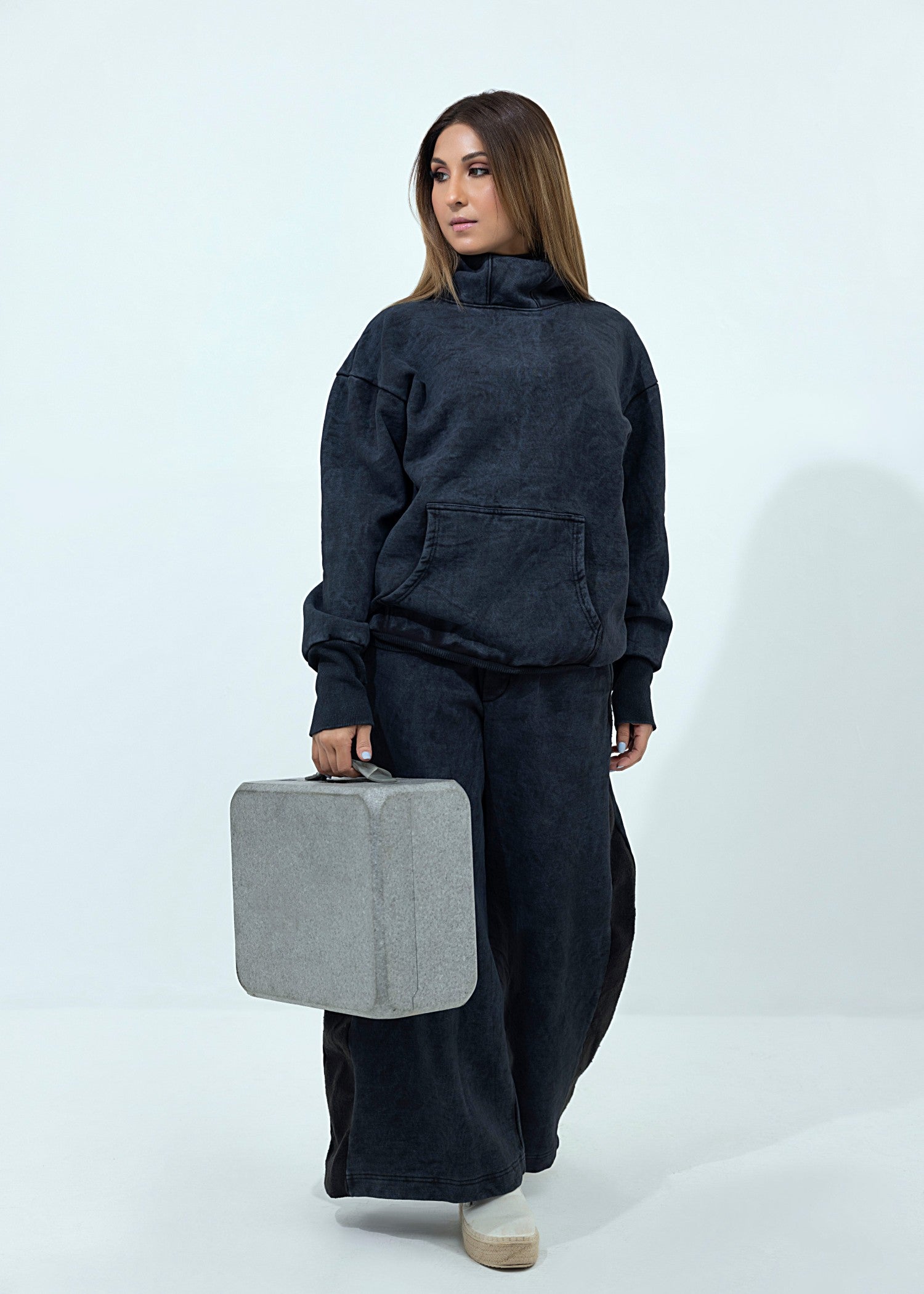 fleece Co Ord Sets in Ice blue, black