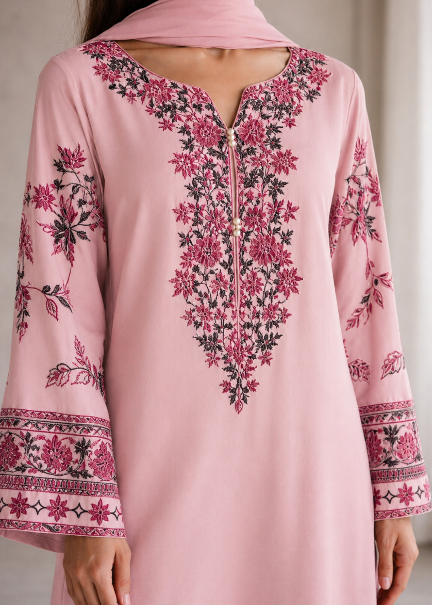 lawn Kurta Set in Baby pink