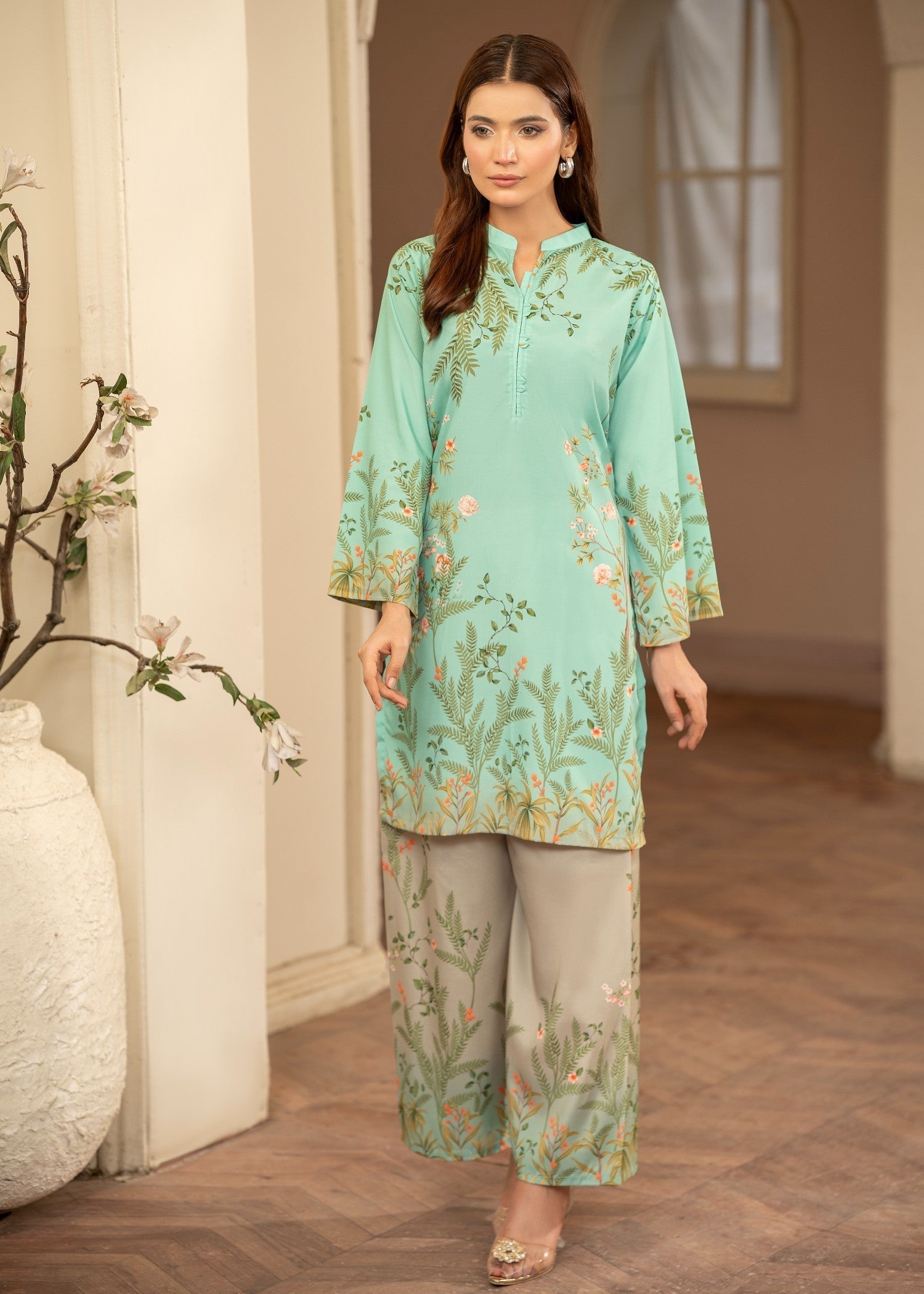 crepe Co Ord Sets in Pastel green